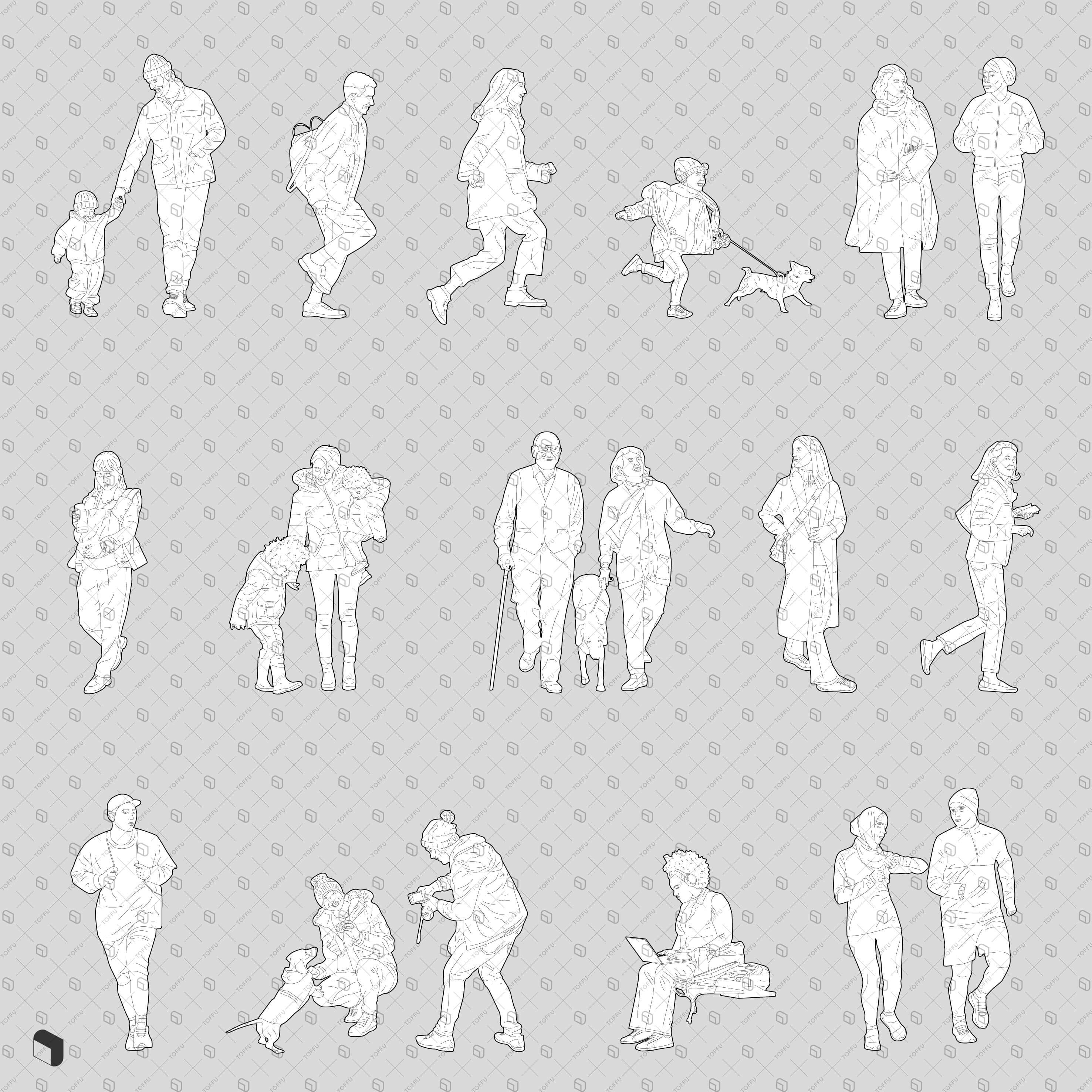 Flat Vector Detailed People 2 Digital Artwork drawings | Toffu Co