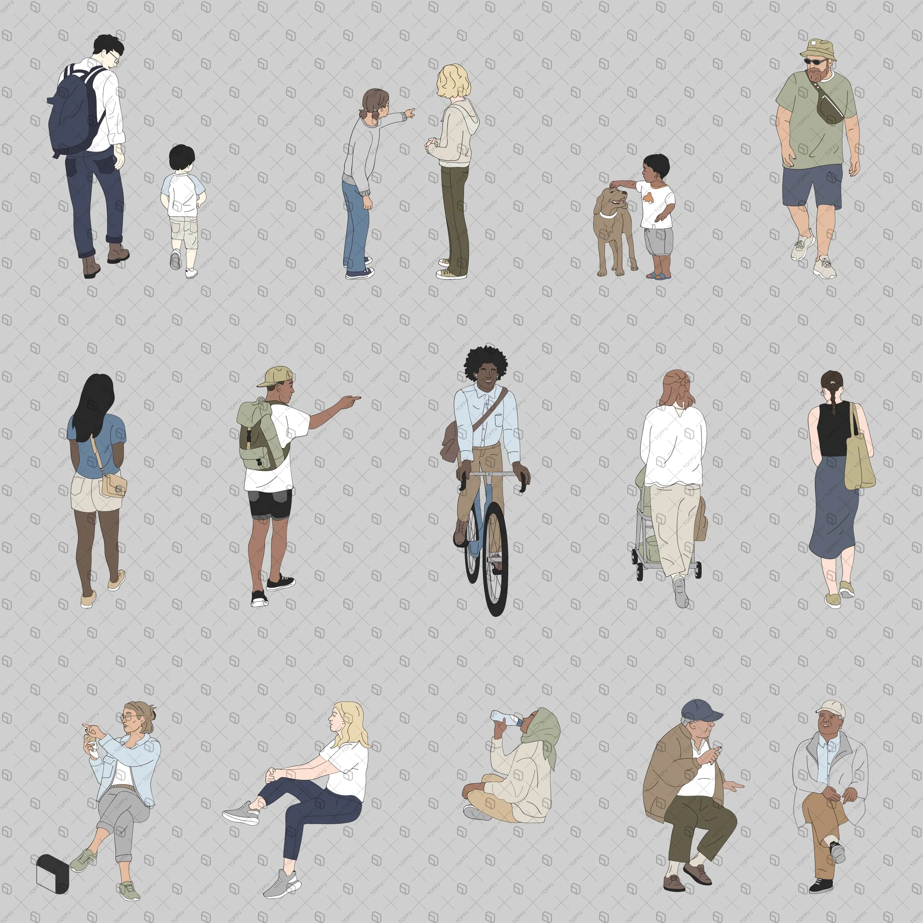 Flat Vector Everyday Public Space People Digital Artwork drawings | Toffu Co