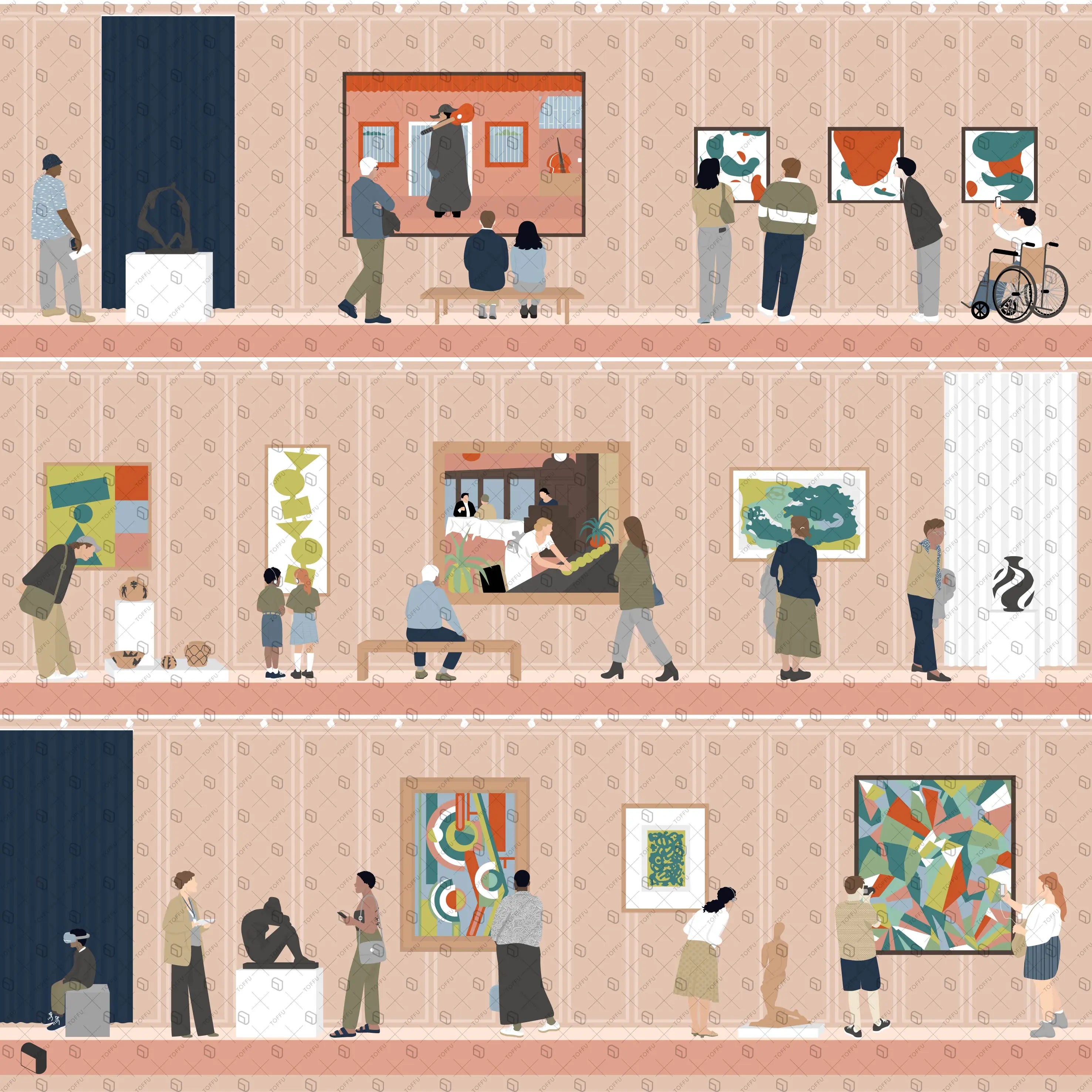 Flat Vector Art Exhibition Section Digital Artwork drawings | Toffu Co