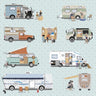 Flat Vector Camper Van Digital Artwork drawings | Toffu Co