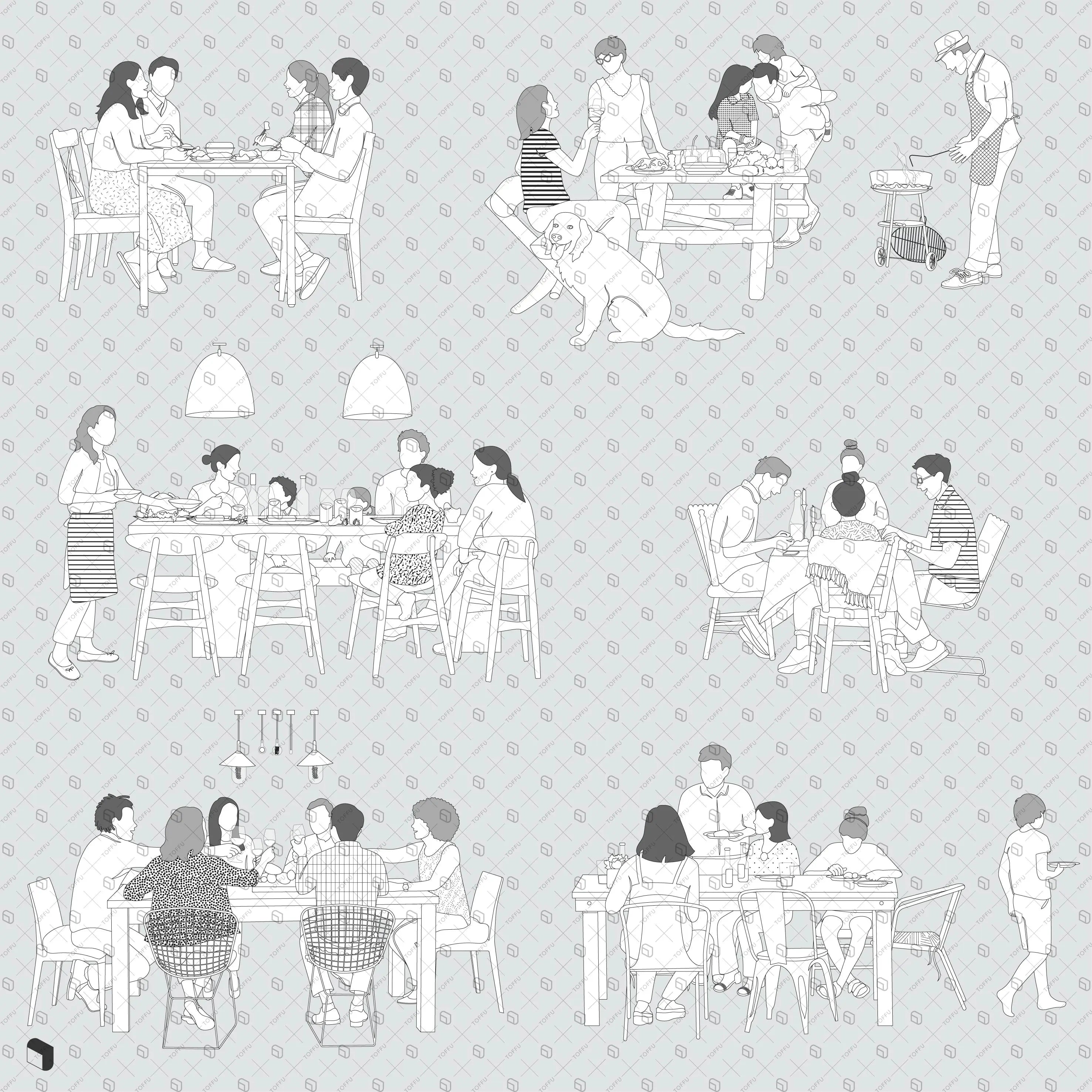 Flat Vector Dinner Table Digital Artwork drawings | Toffu Co