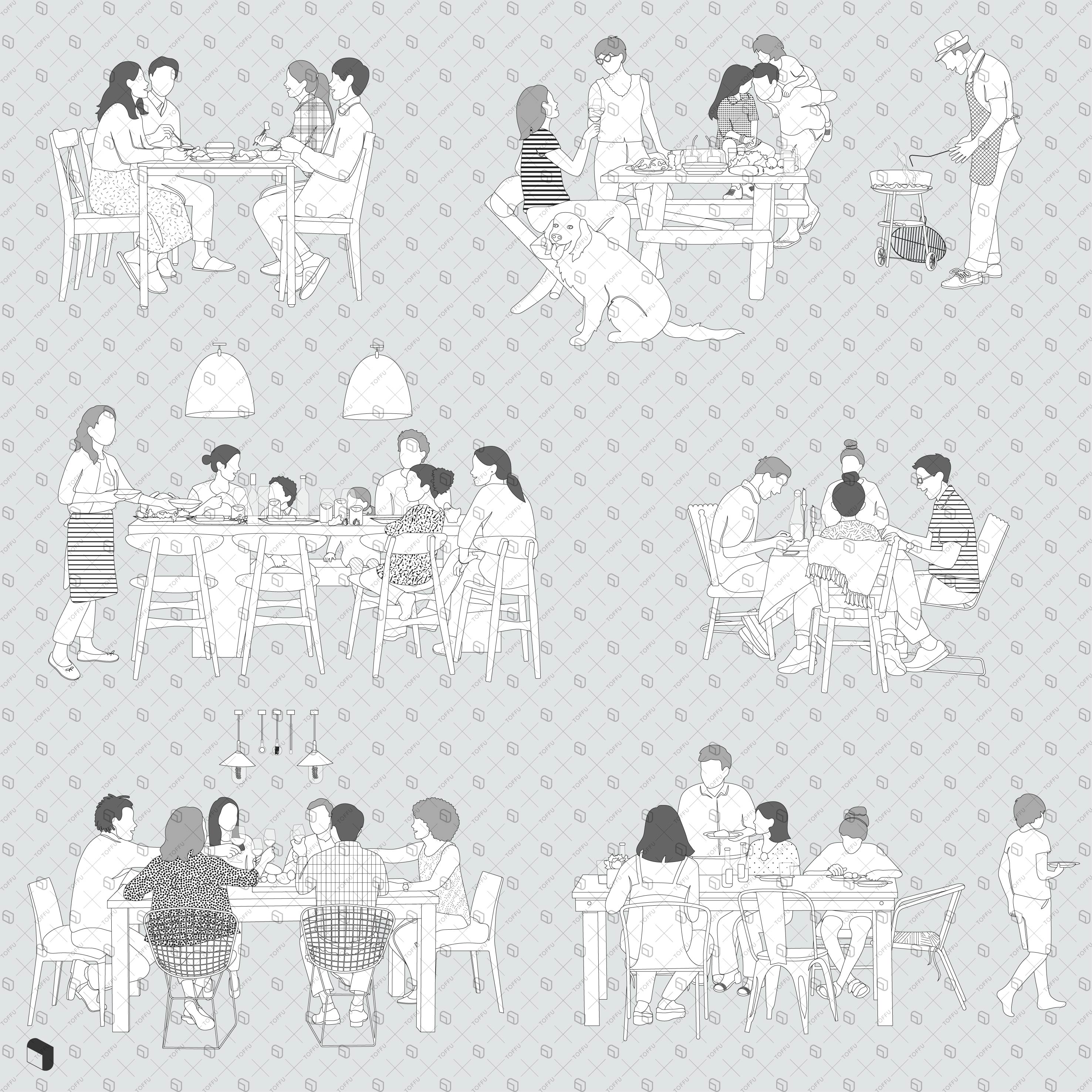 Flat Vector Dinner Table PNG - Toffu Co