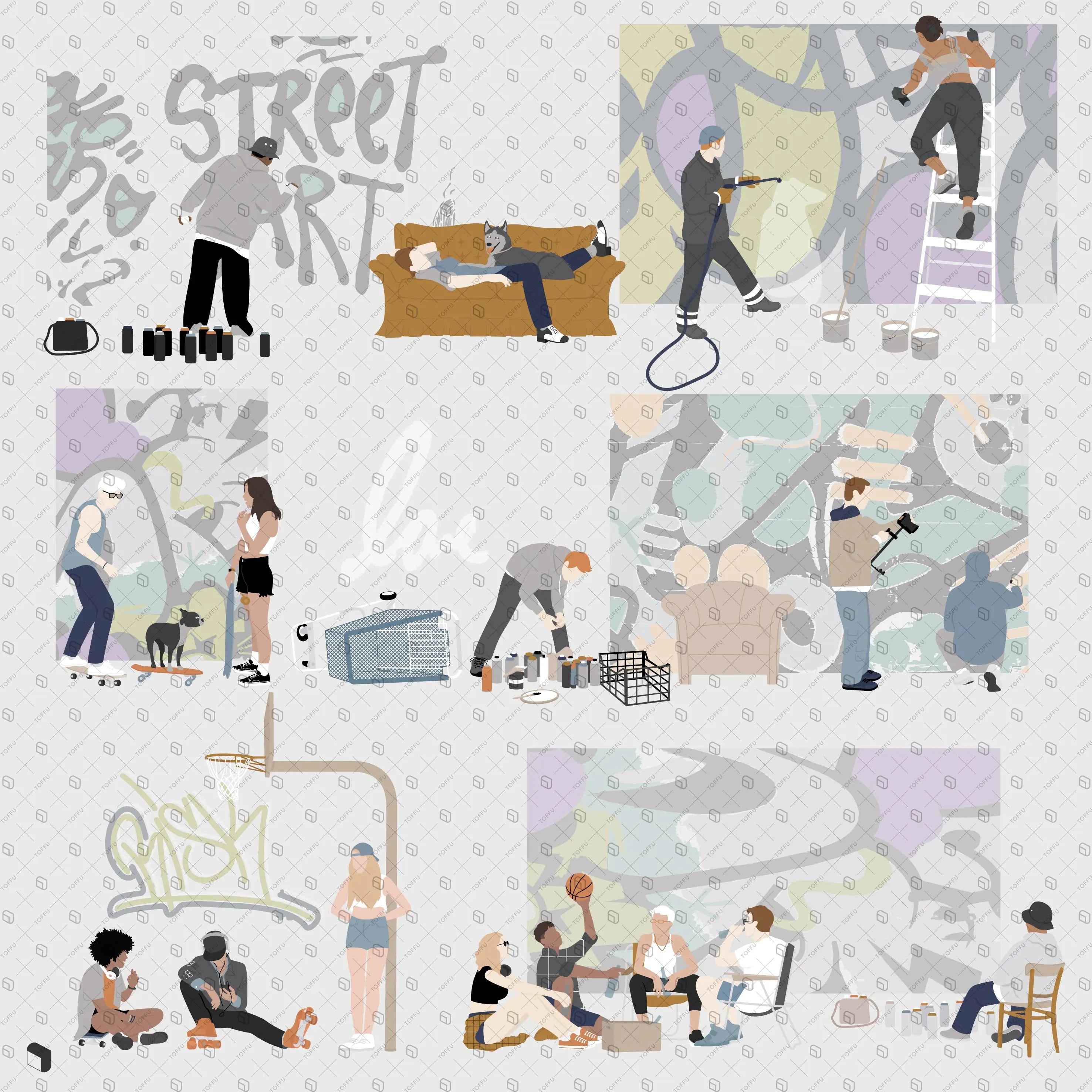 Flat Vector Graffiti Digital Artwork drawings | Toffu Co