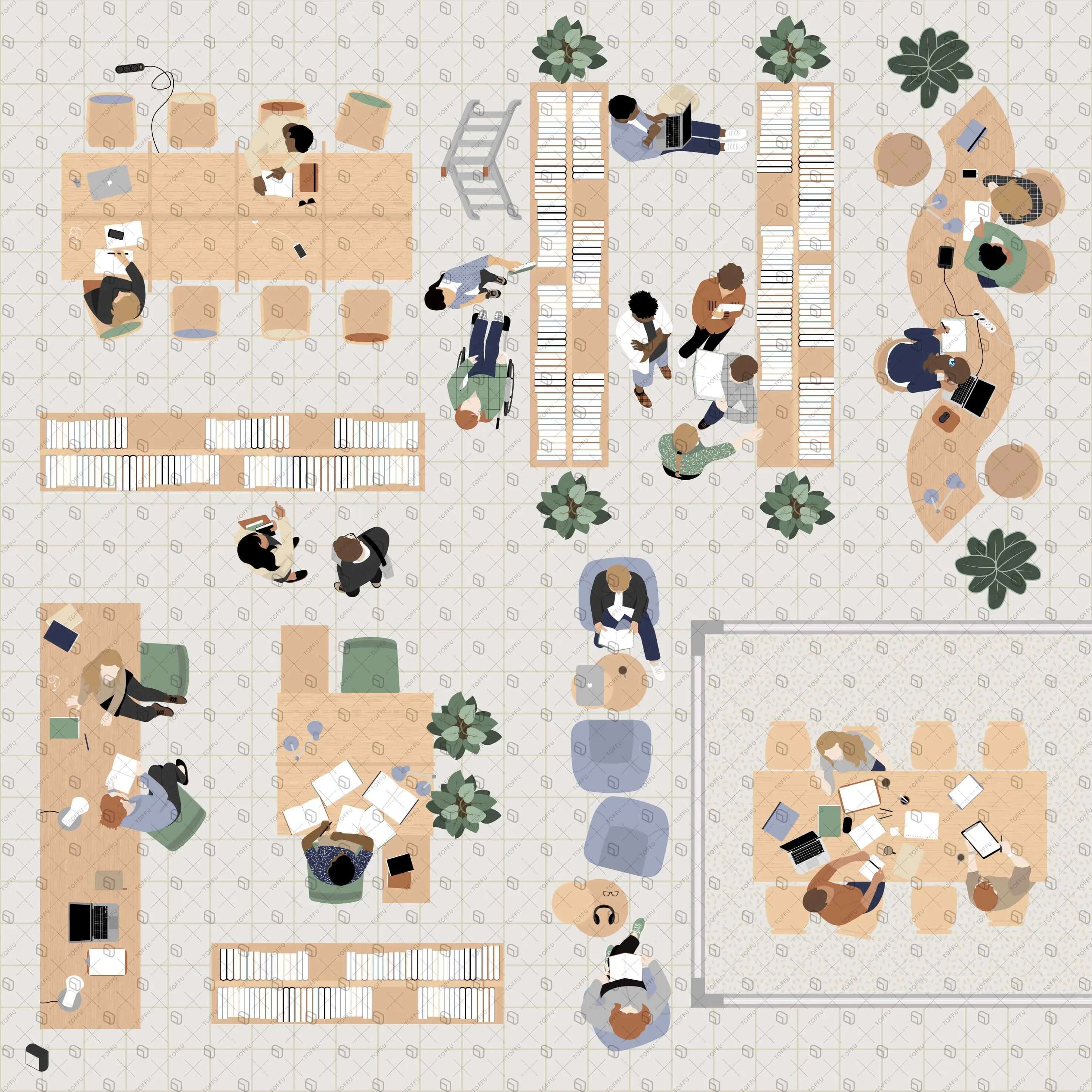 Flat Vector Library Top View 3 Digital Artwork drawings | Toffu Co