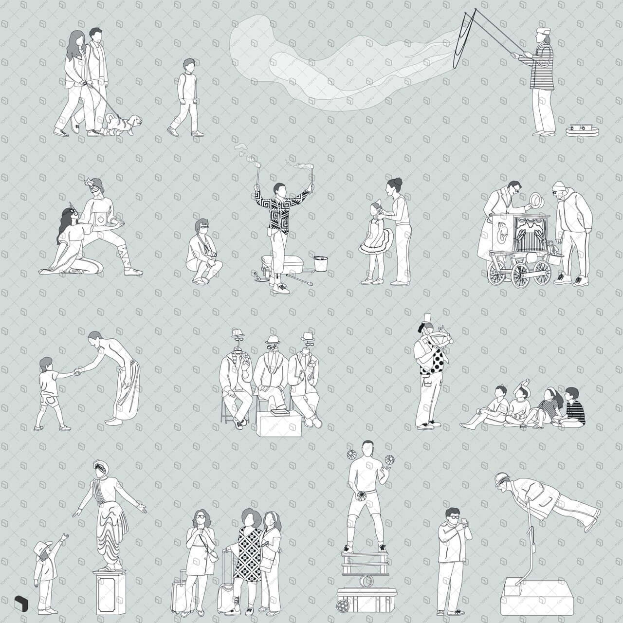 Flat Vector Street Performers 2 Digital Artwork drawings | Toffu Co