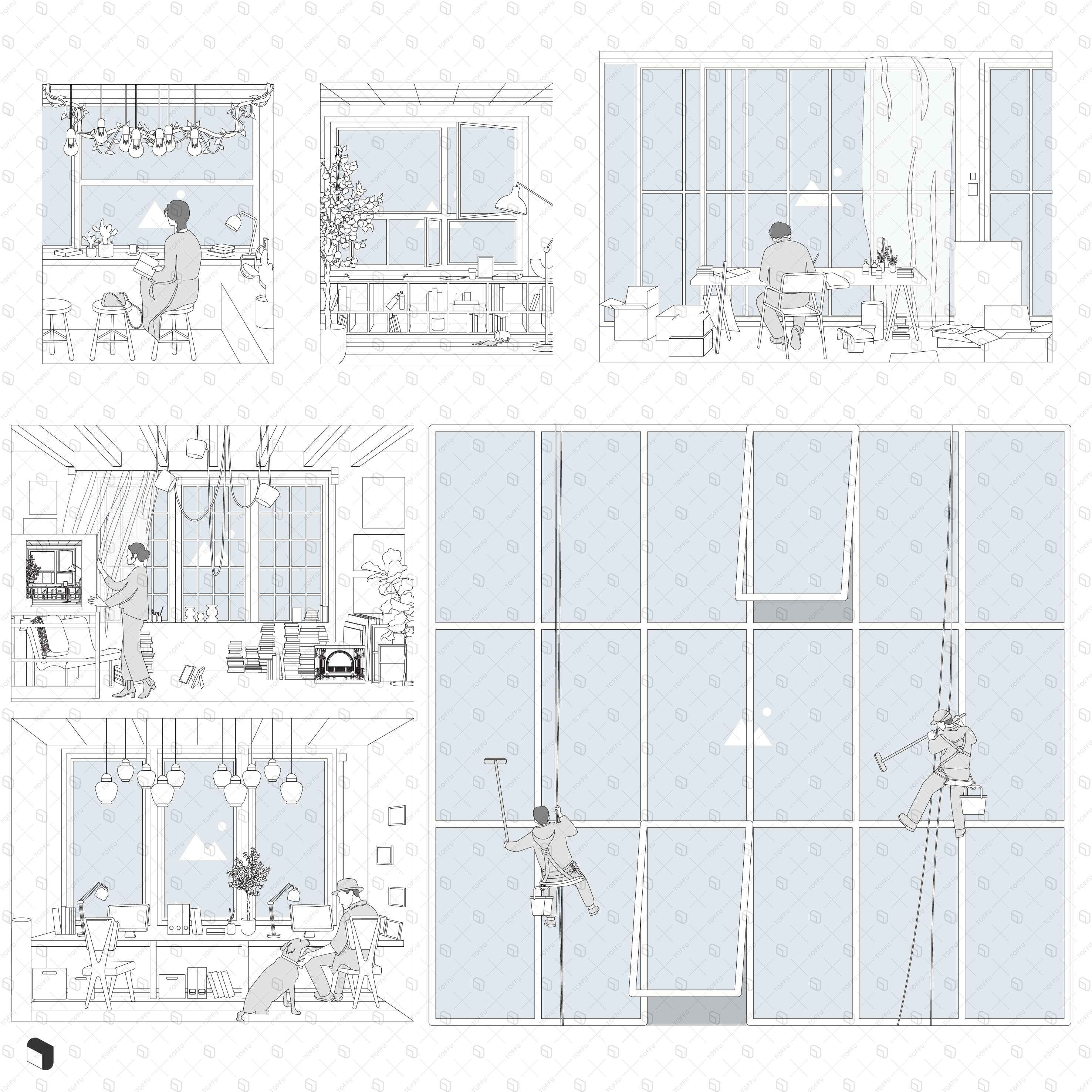 Flat Vector Window Presentation Templates 2 PNG - Toffu Co