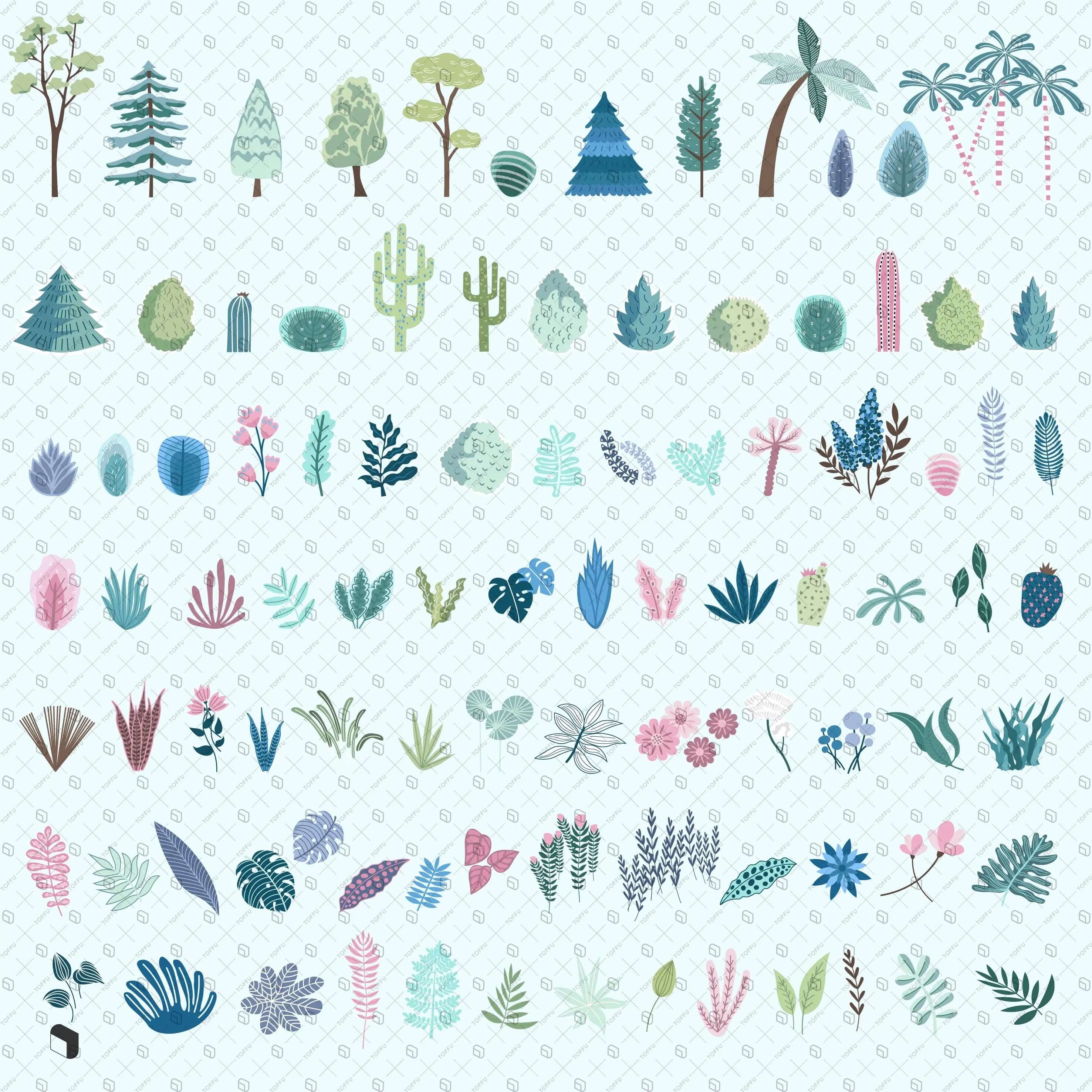 Flat Vector Landscape Stuff 2 Digital Artwork drawings | Toffu Co