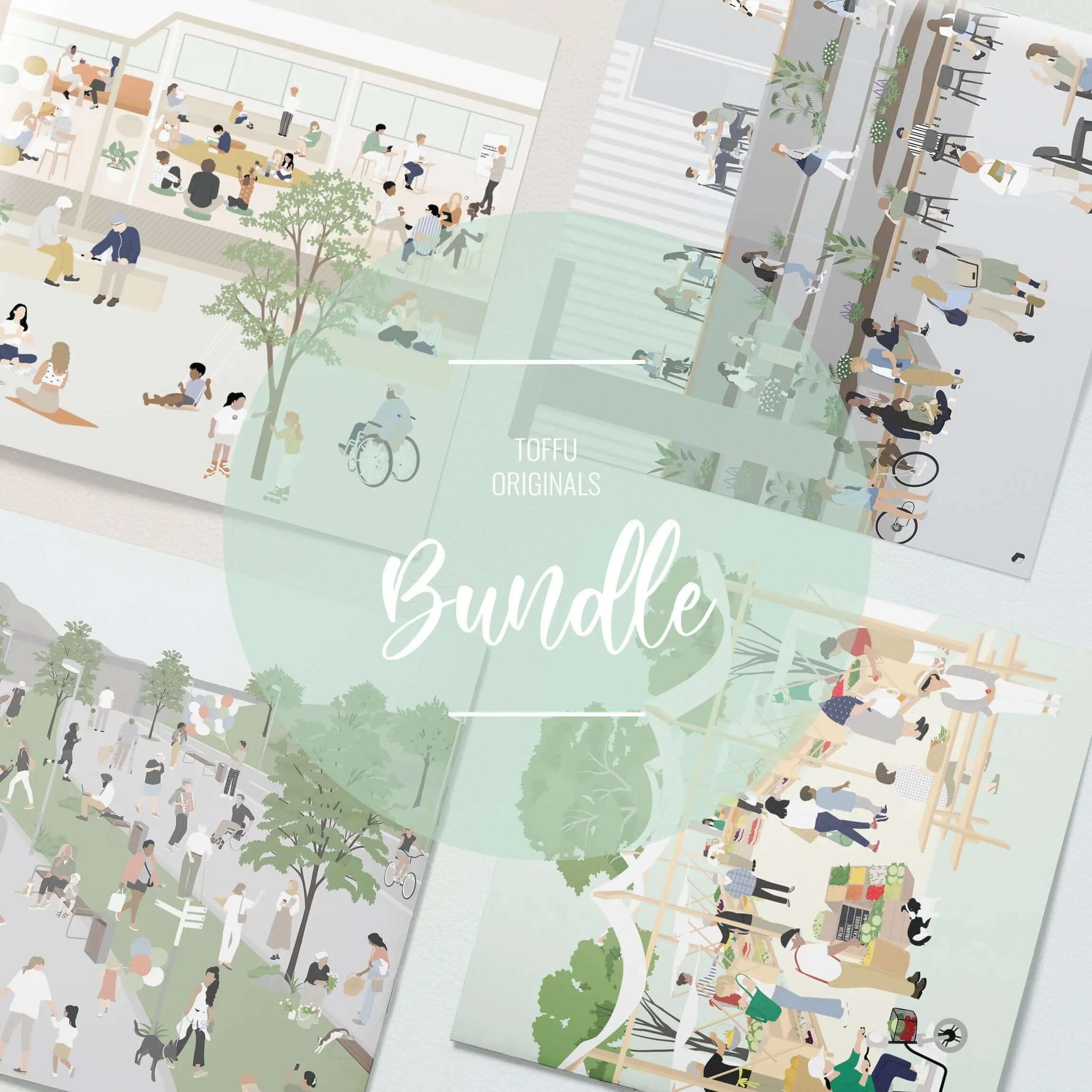 Flat Vector Zones Mega Bundle Digital Artwork drawings | Toffu Co