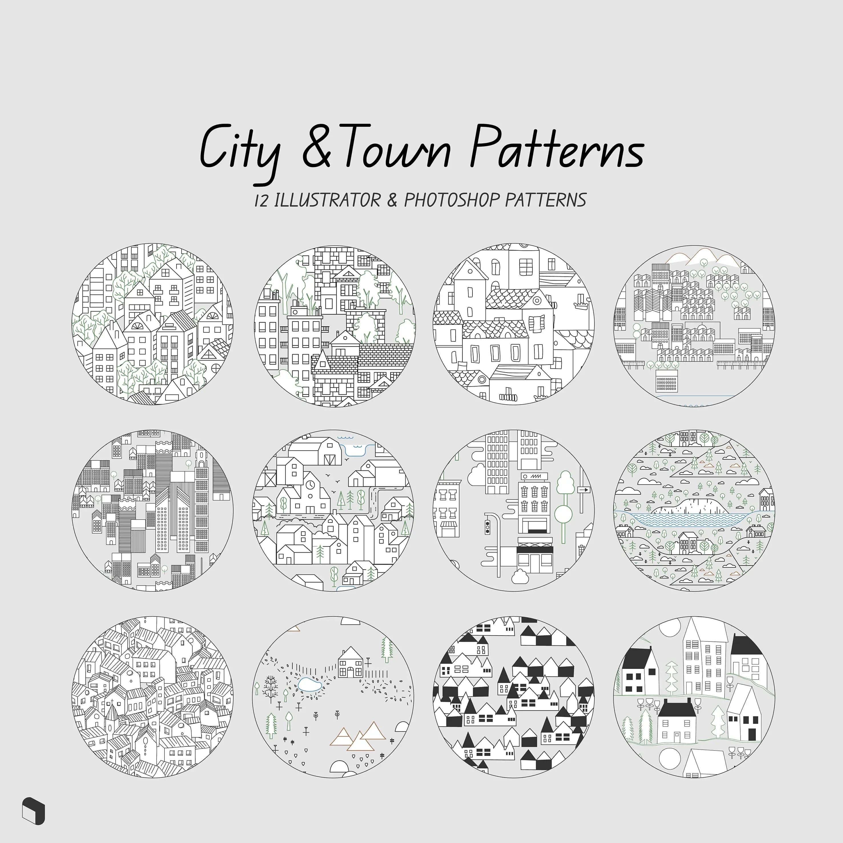 Swatch City & Town Patterns Digital Artwork drawings | Toffu Co