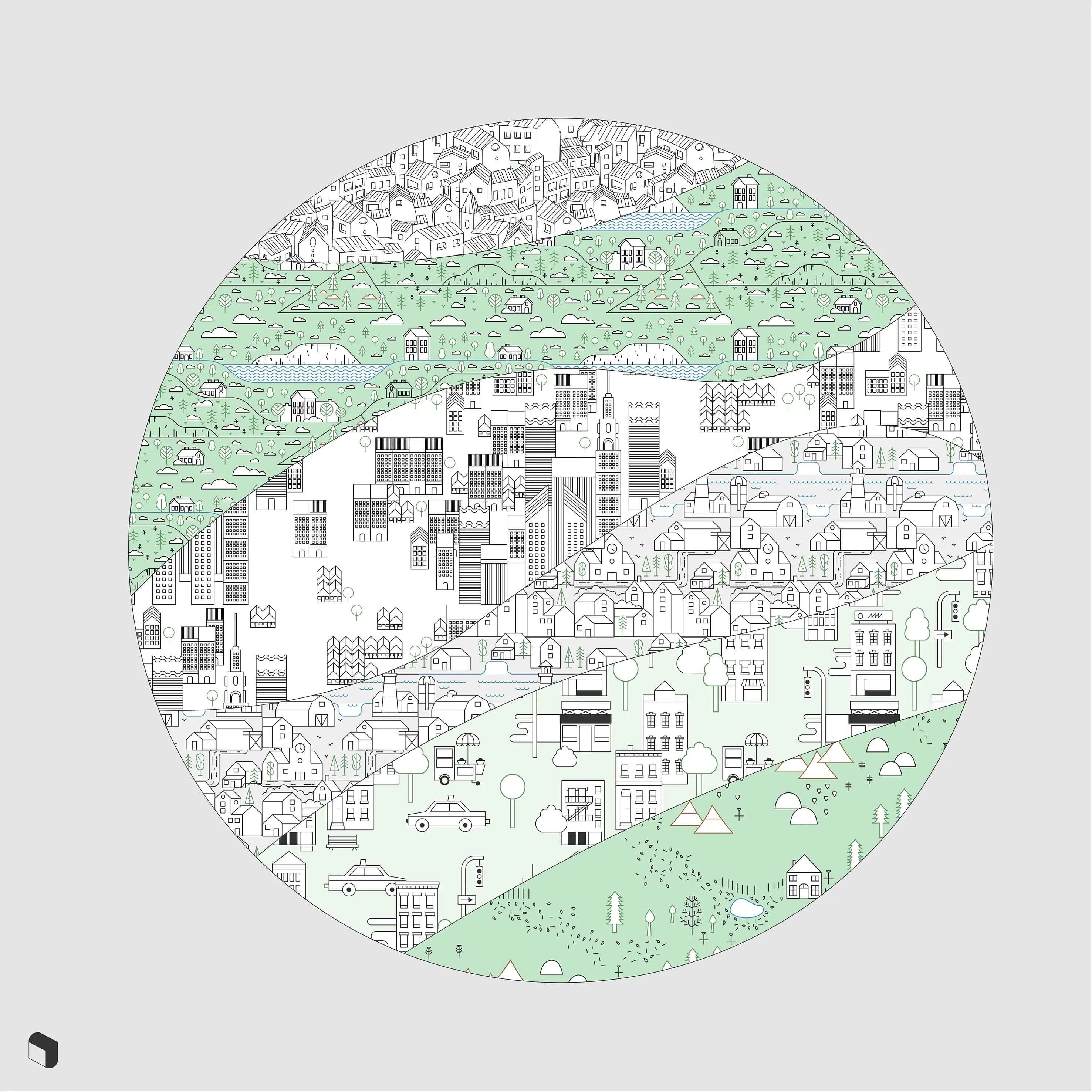 Swatch City & Town Patterns Digital Artwork drawings | Toffu Co