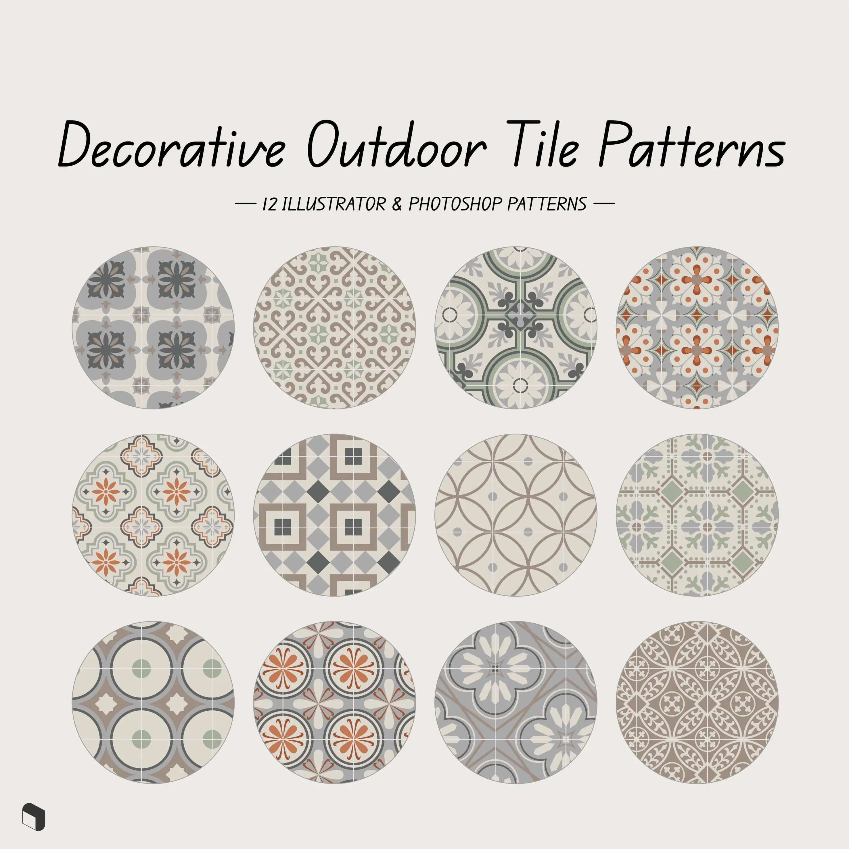 Swatch Decorative Outdoor Tile Patterns Digital Artwork drawings | Toffu Co