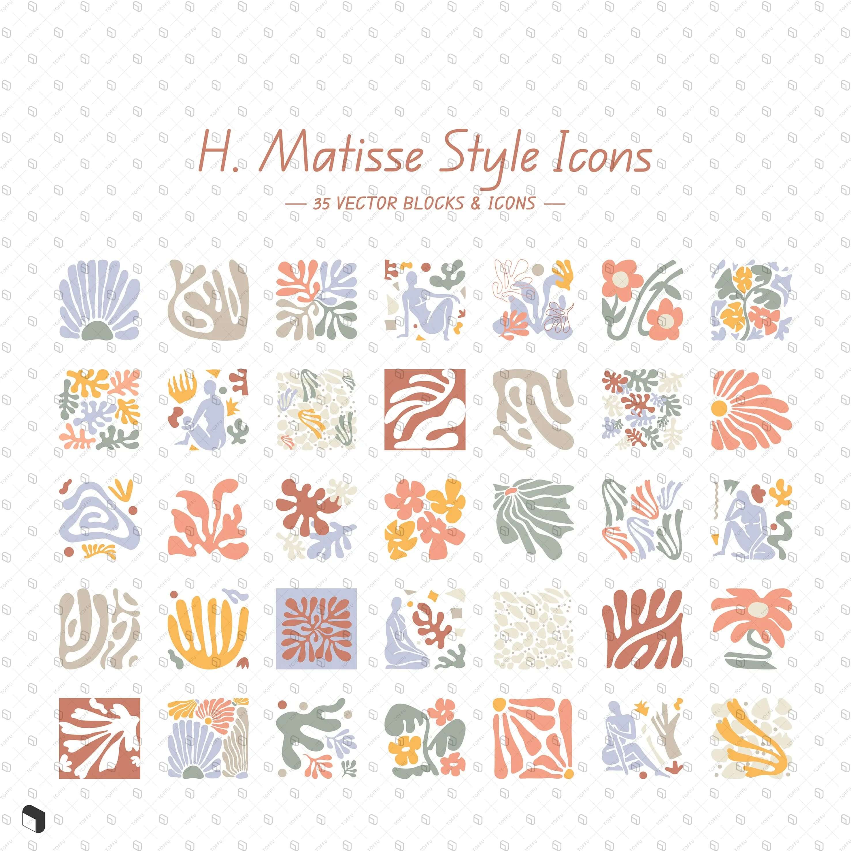 Swatch H. Matisse Style Patterns & Flat Icons Digital Artwork drawings | Toffu Co