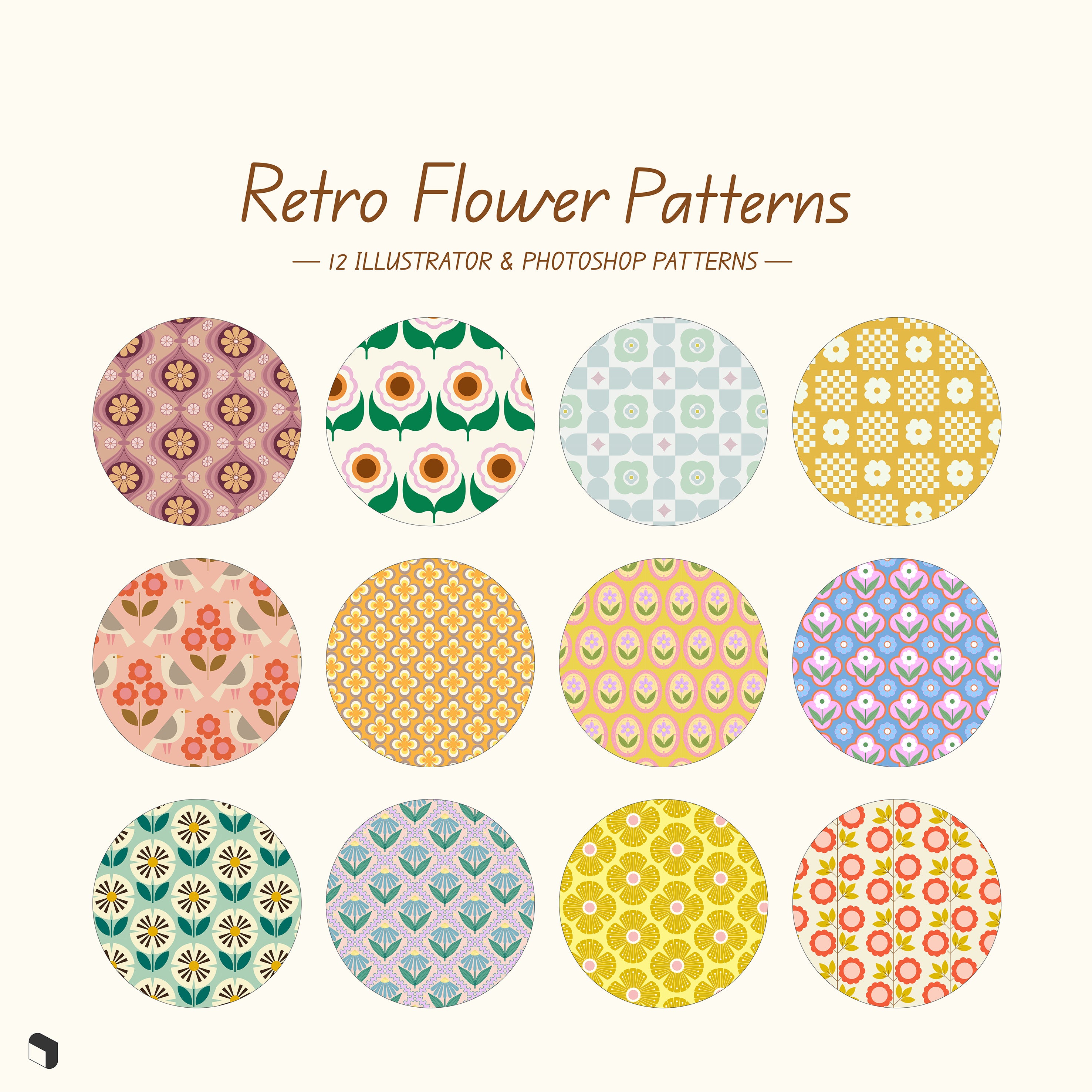Swatch Retro Flower Patterns & Flat Icons PNG - Toffu Co