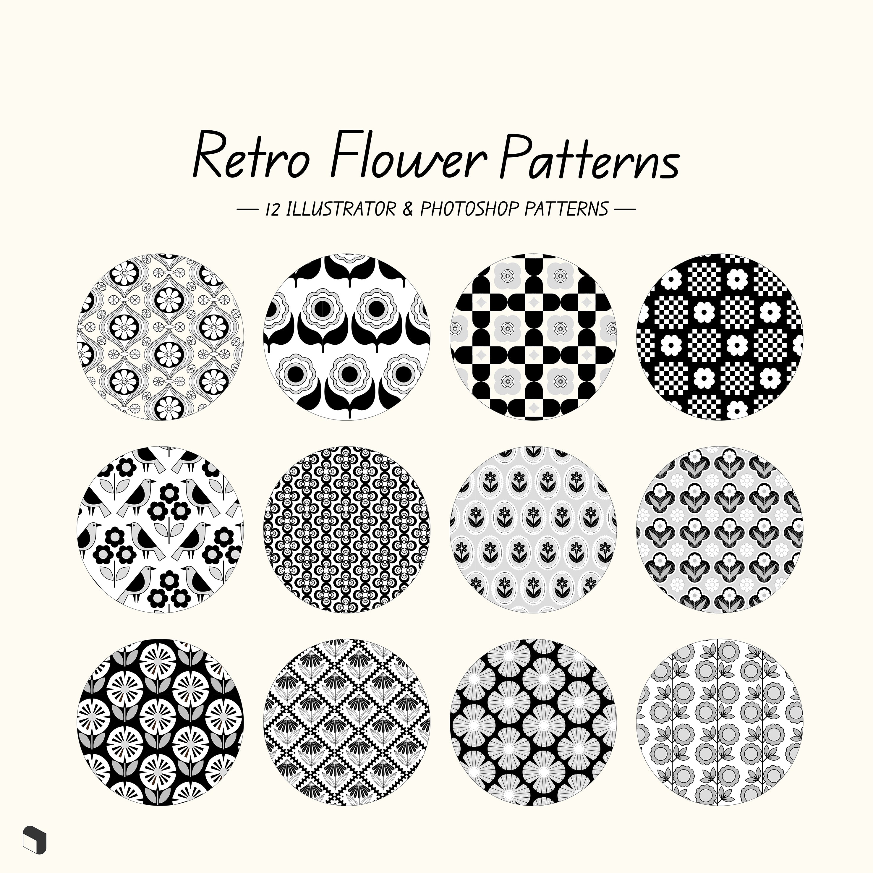 Swatch Retro Flower Patterns & Flat Icons PNG - Toffu Co