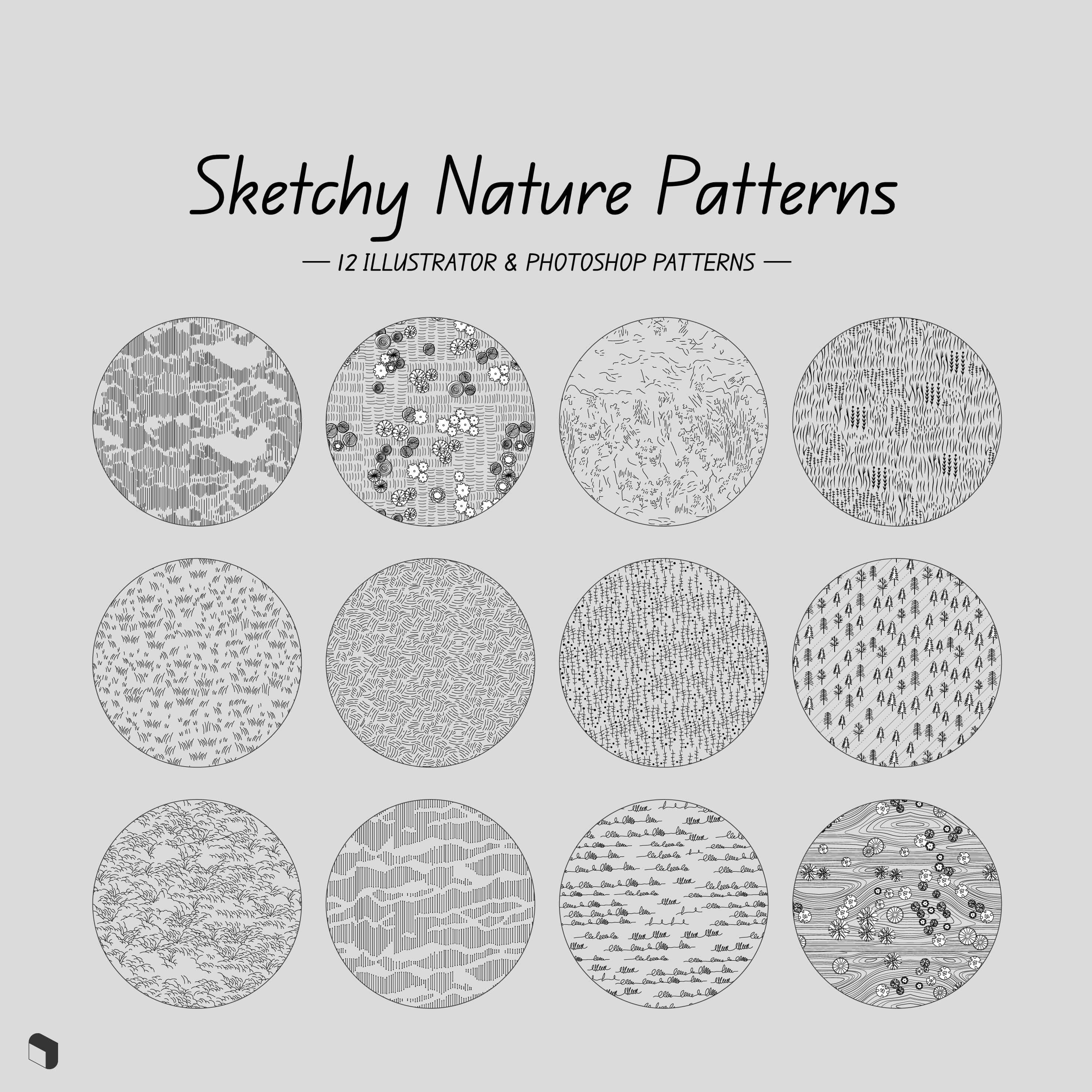 Swatch Sketchy Nature Patterns Digital Artwork drawings | Toffu Co