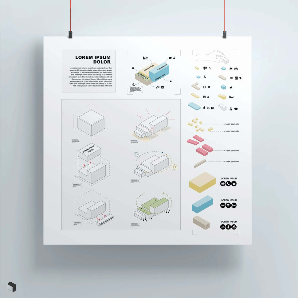 Flat Vector Architectural Diagram Presentation Templates | Toffu Co