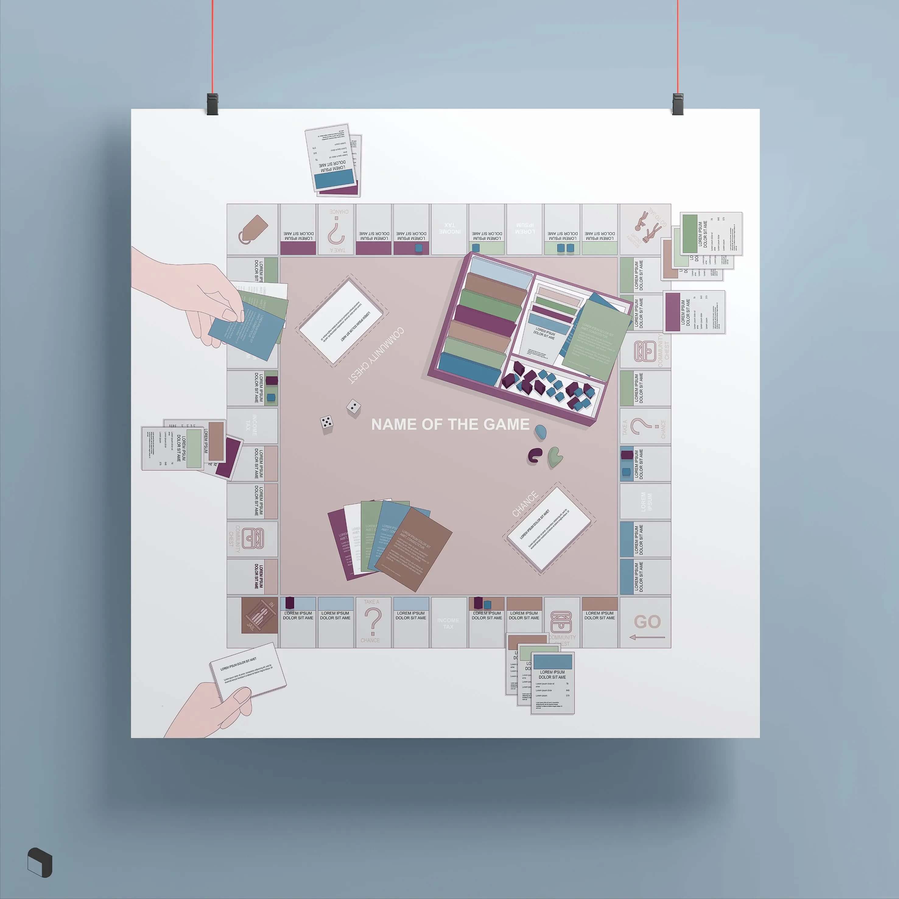 Flat Vector Board Game Presentation Templates Digital Artwork drawings | Toffu Co