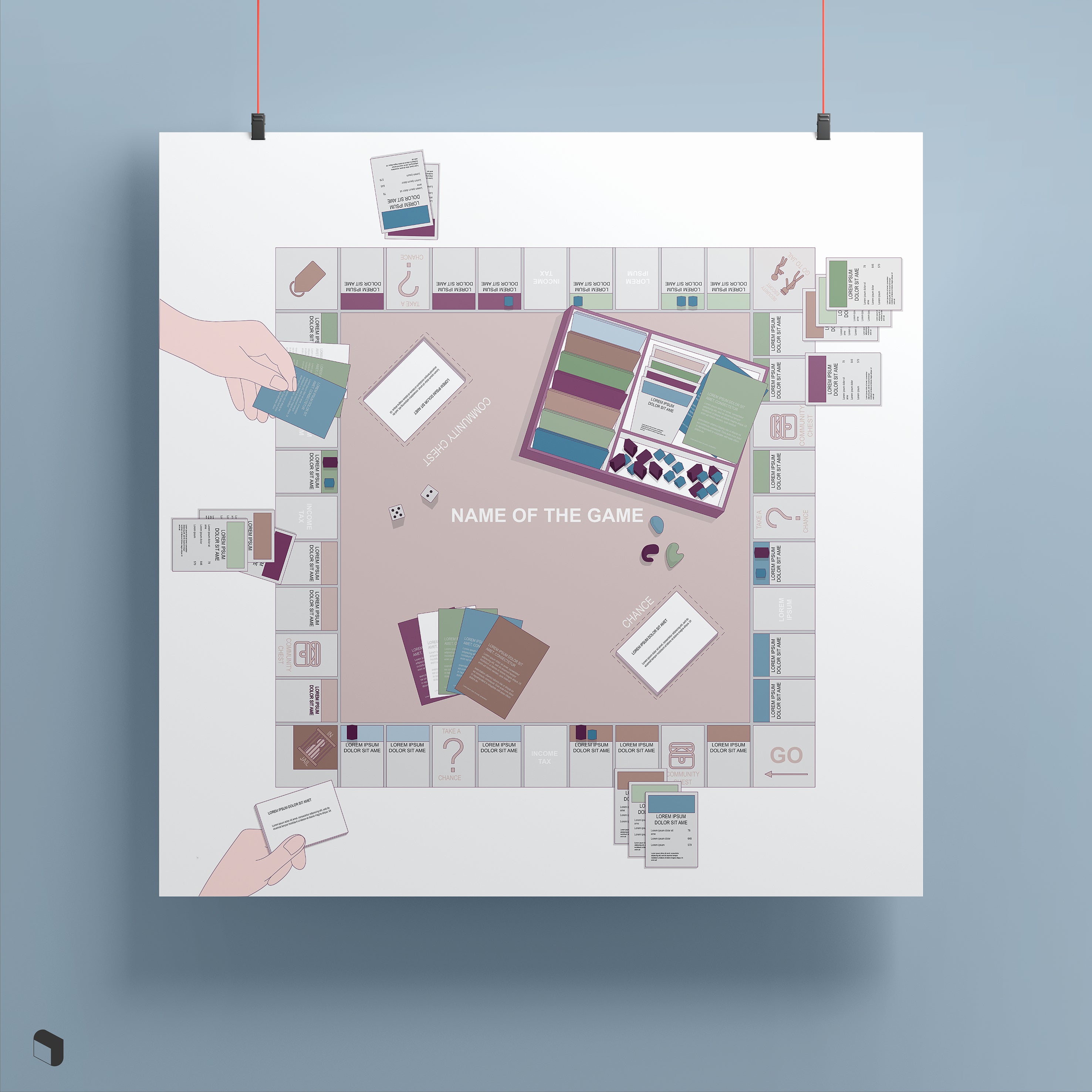Flat Vector Board Game Presentation Templates PNG - Toffu Co
