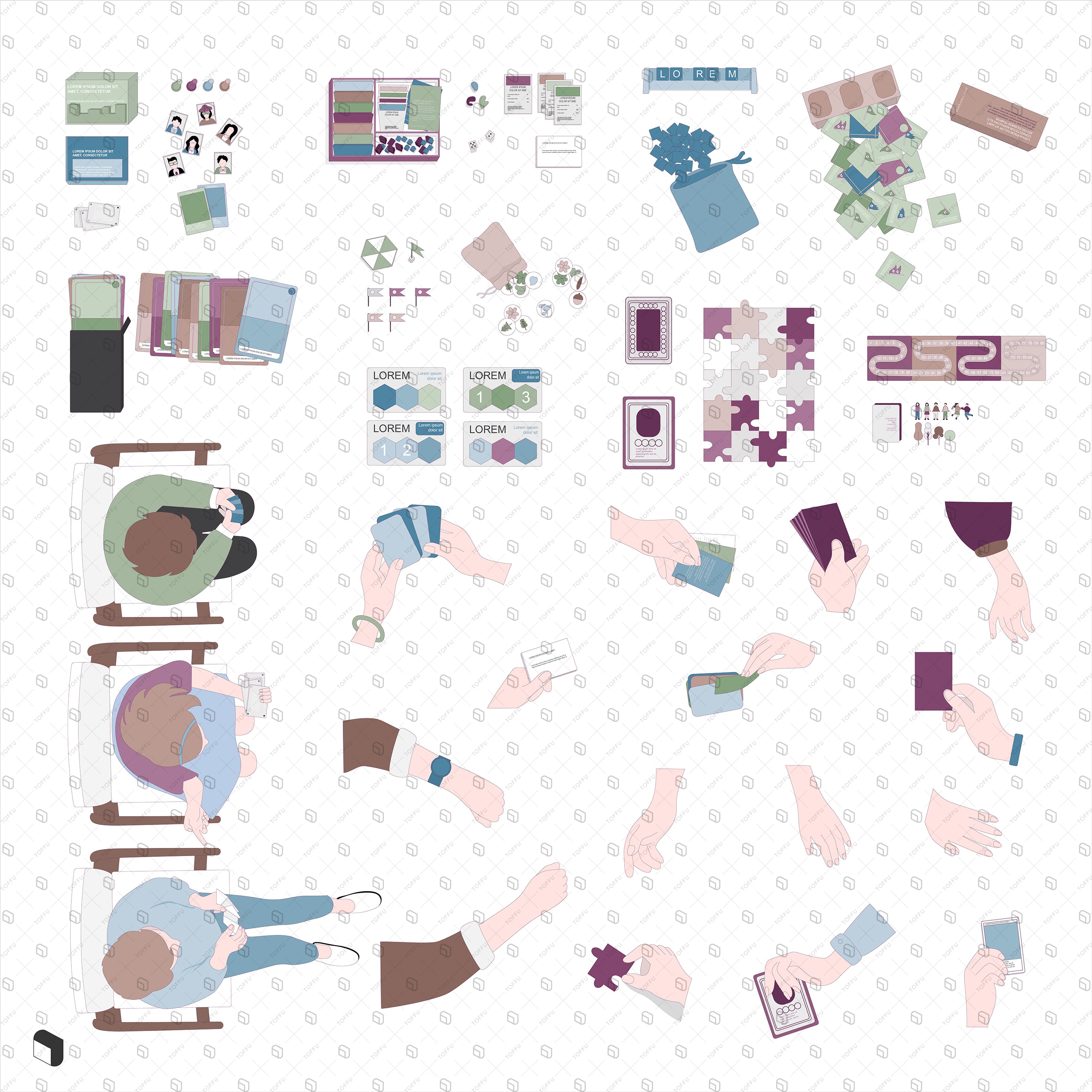 Flat Vector Board Game Presentation Templates PNG - Toffu Co