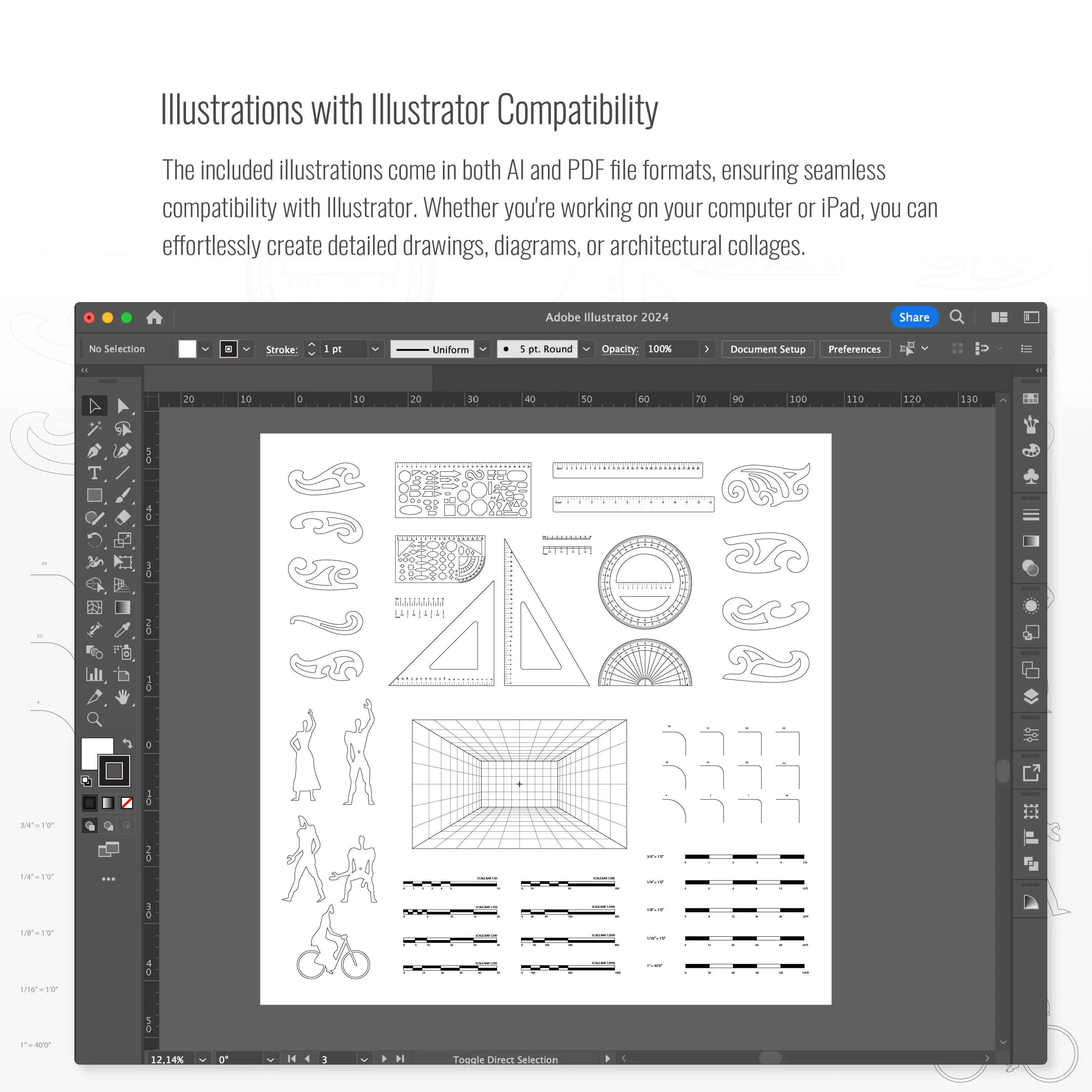 Procreate Notes Template Procreate Architectural Template Brushset & Illustrations | Toffu Co