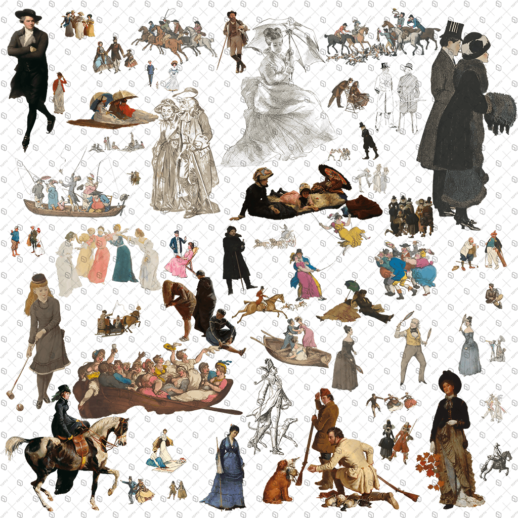 Cutout Outdoor Activity People From Painting Digital Artwork drawings | Toffu Co