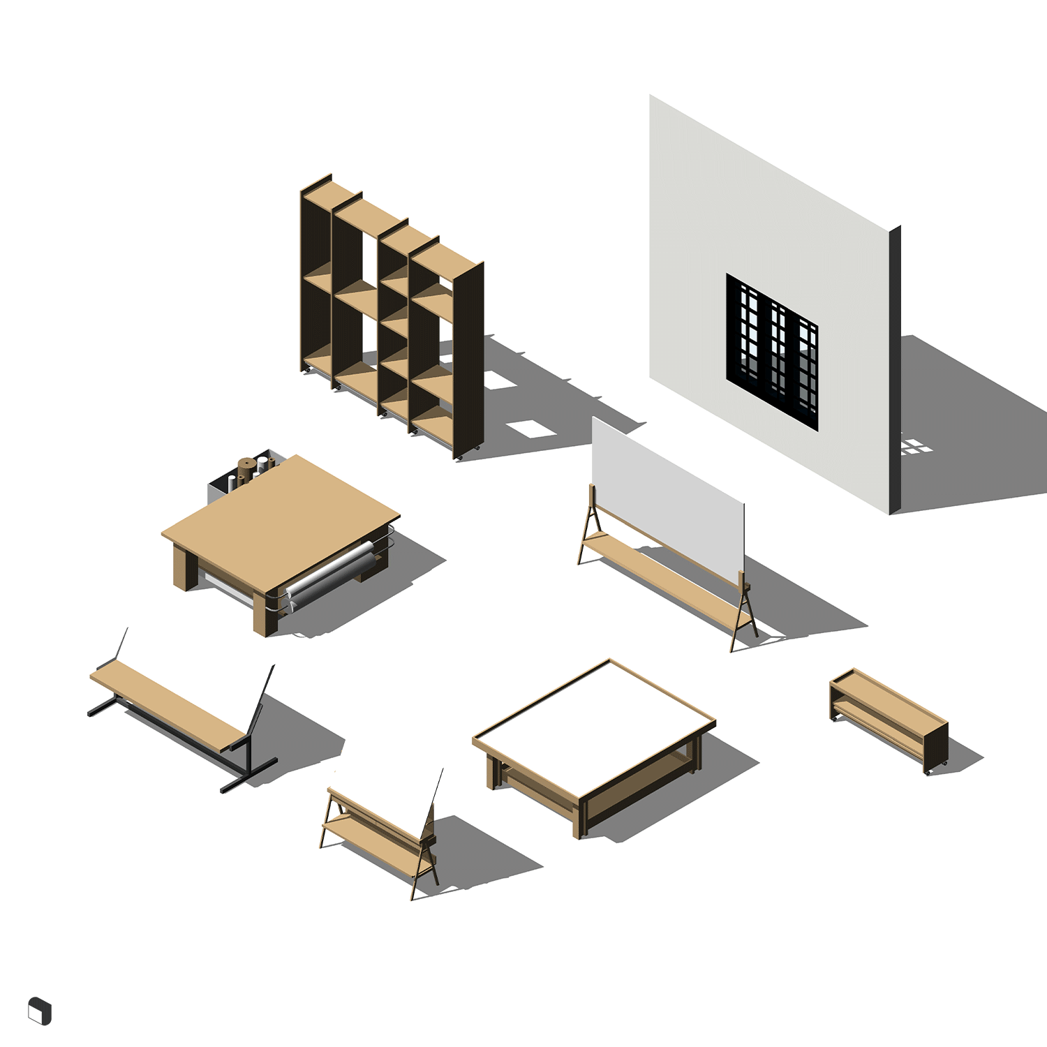 Parametric Art Workshop Revit 3D Model | BIM Asset | Toffu Co