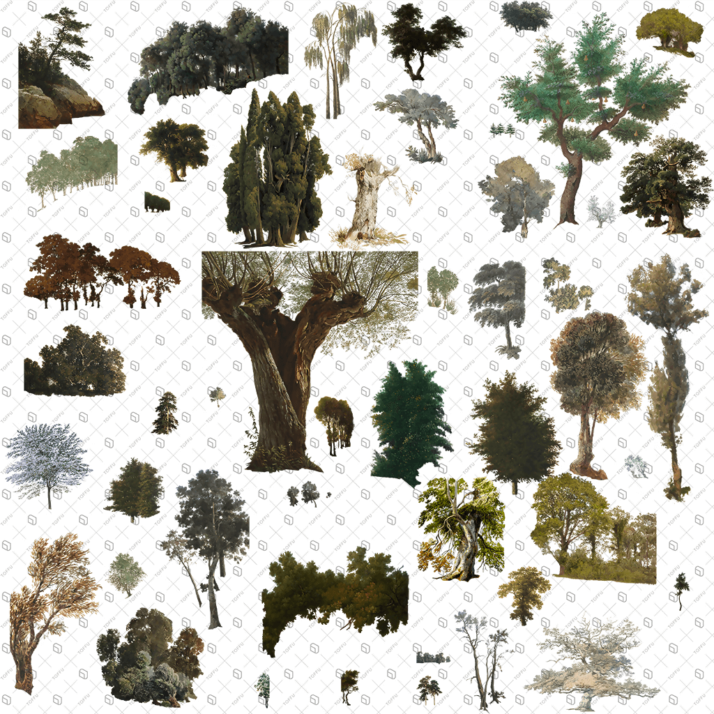 Cutout Trees From Painting Digital Artwork drawings | Toffu Co