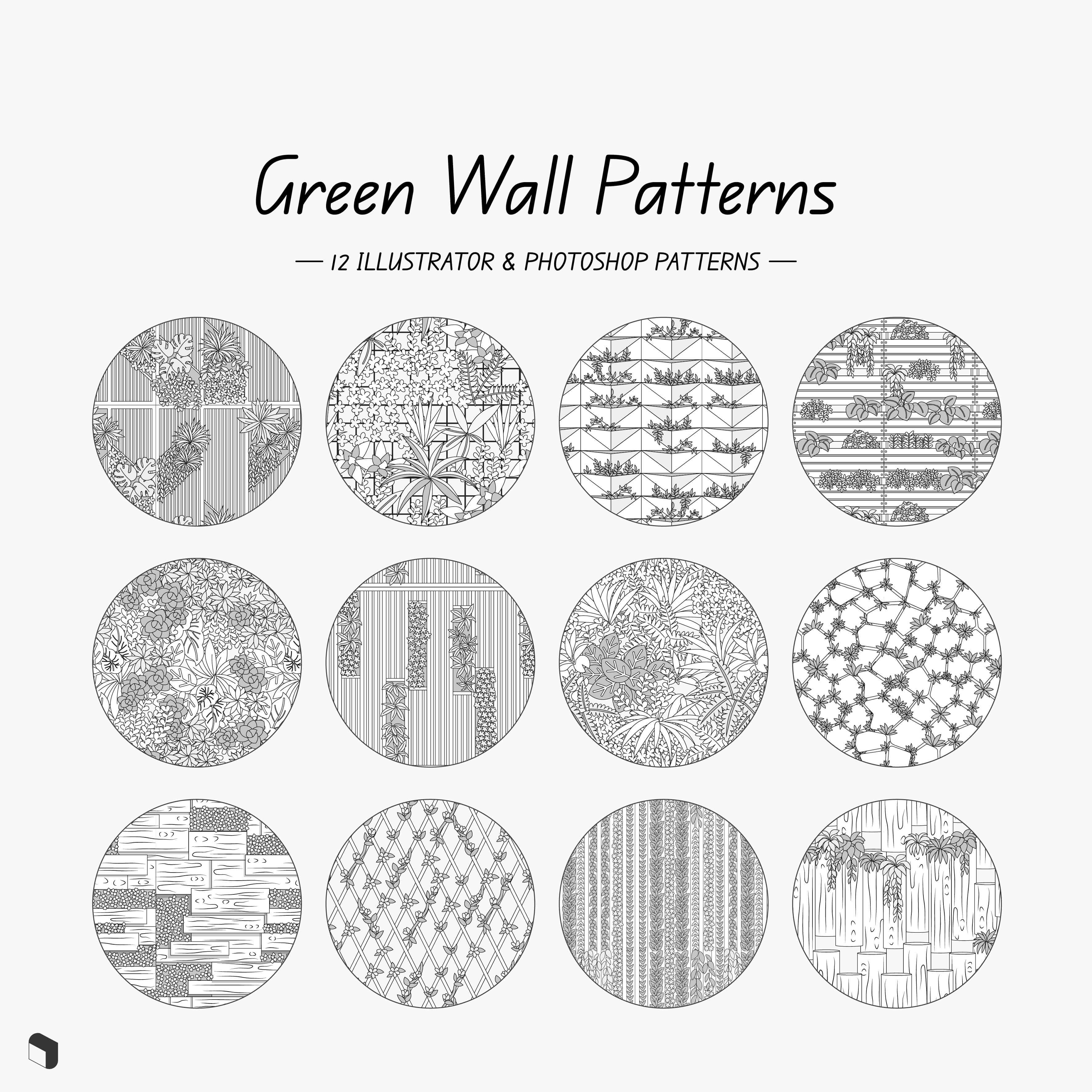 Swatch Green Wall Patterns Digital Artwork drawings | Toffu Co