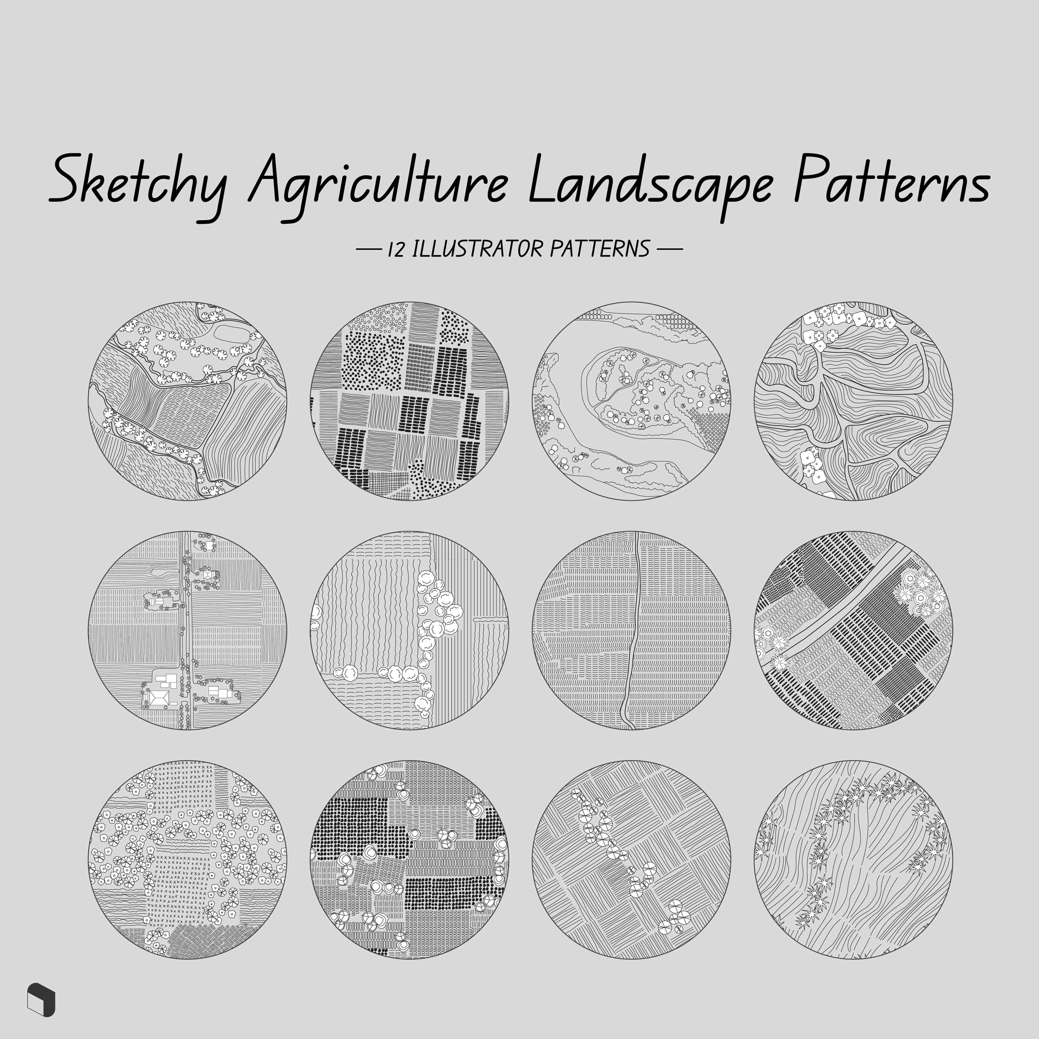 Swatch Sketchy Agriculture Landscape Patterns Digital Artwork drawings | Toffu Co