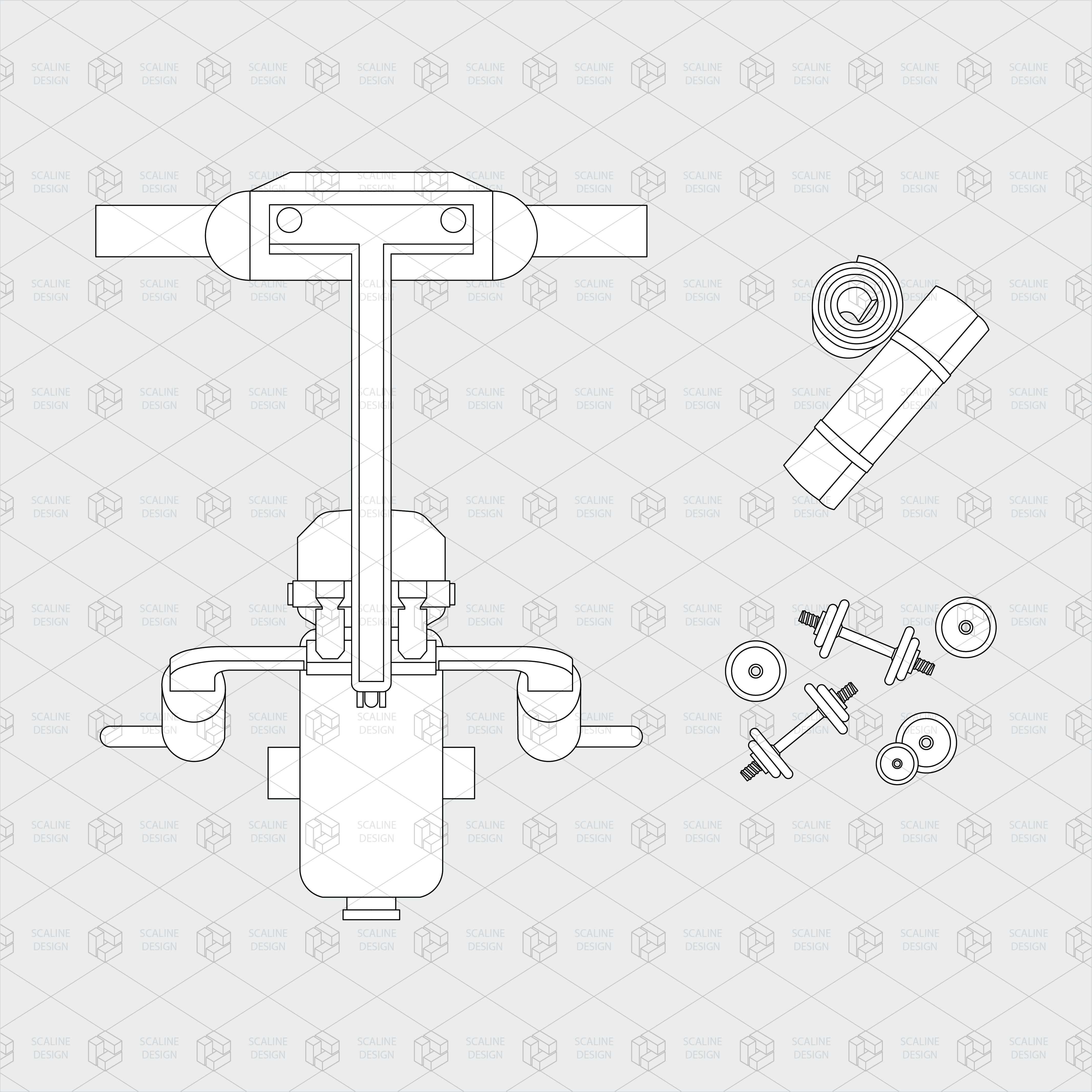 Cad and Vector Gym and Sport Equipment Top View Digital Artwork drawings | Toffu Co