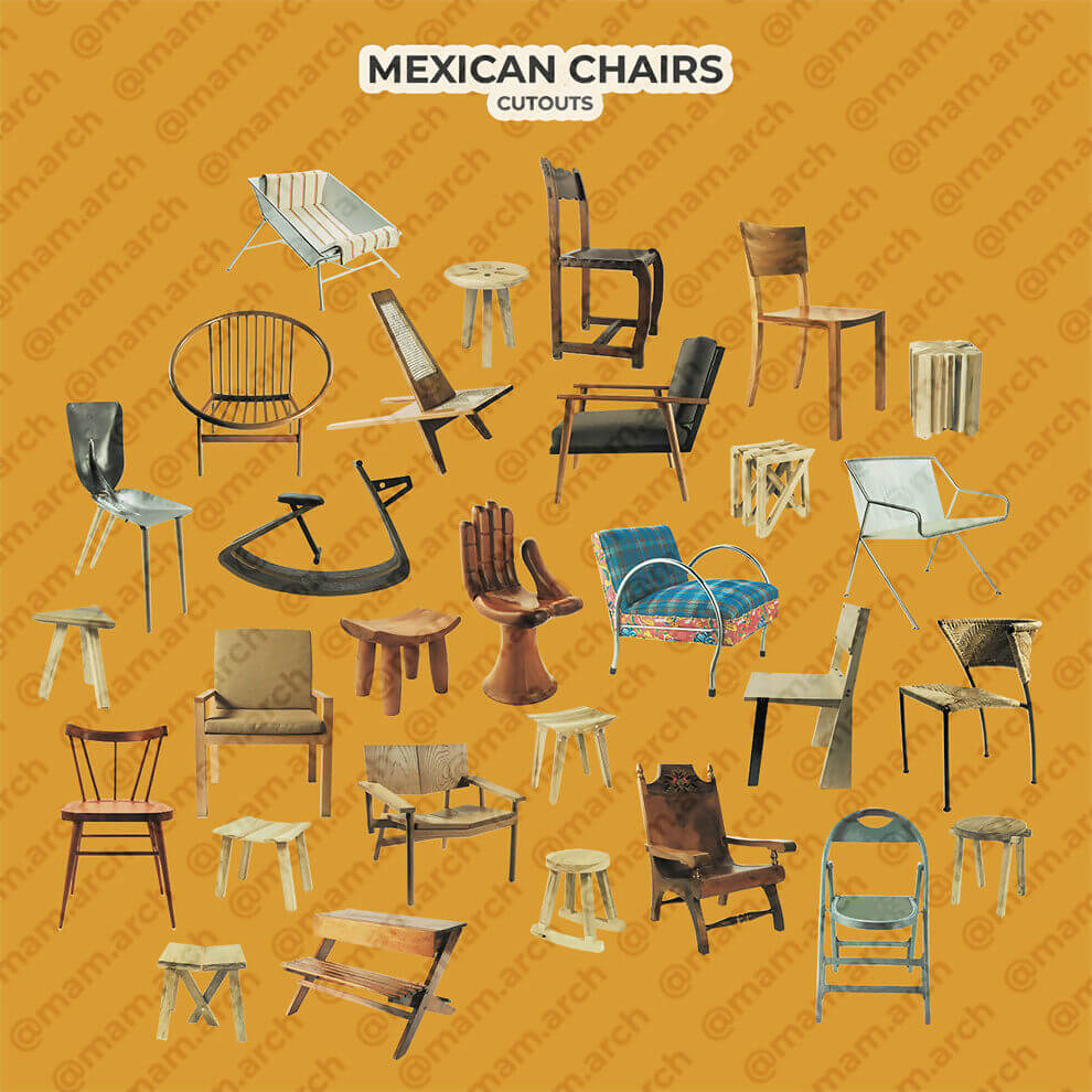 Cutout Mexican Chairs Digital Artwork drawings | Toffu Co