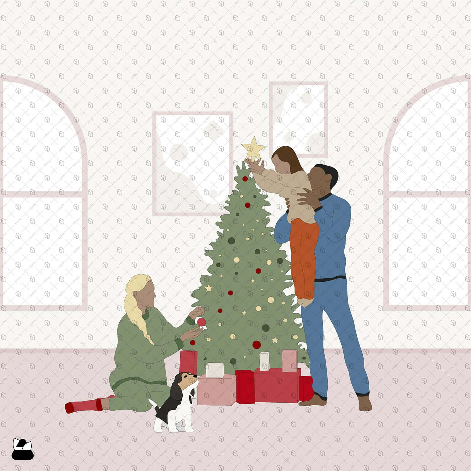 Flat Vector - Cad People Christmas Edition Digital Artwork drawings | Toffu Co