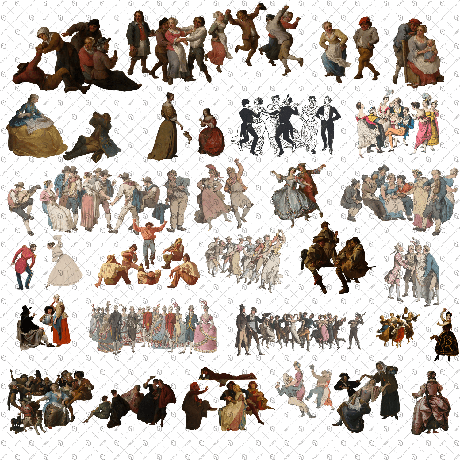 Cutout Party People From Painting Digital Artwork drawings | Toffu Co