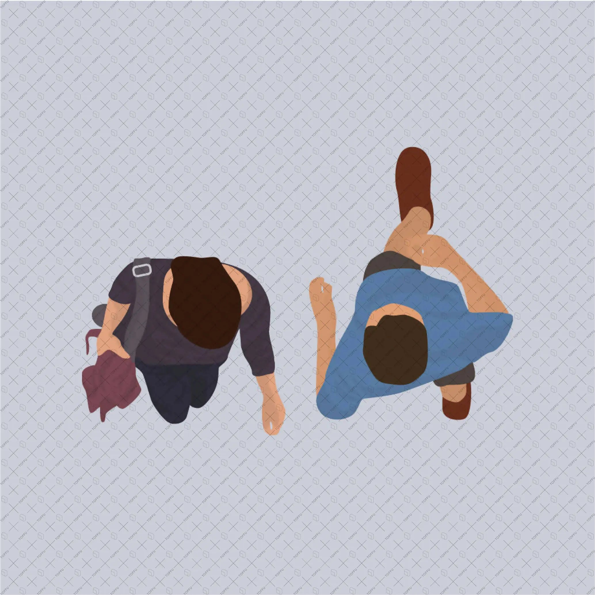 Flat Vector Top View People Pack Digital Artwork drawings | Toffu Co