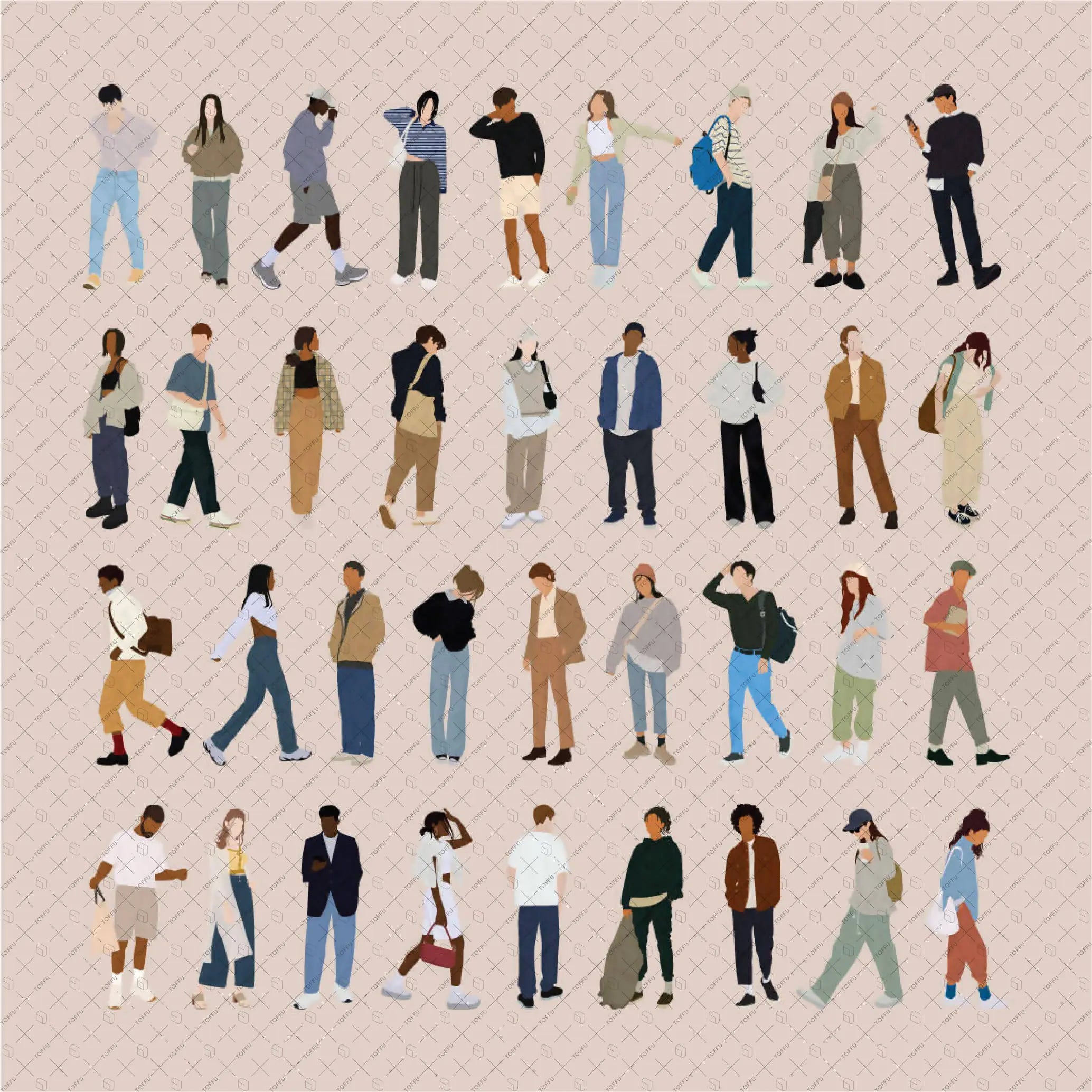 Flat Vector Urban People Digital Artwork drawings | Toffu Co