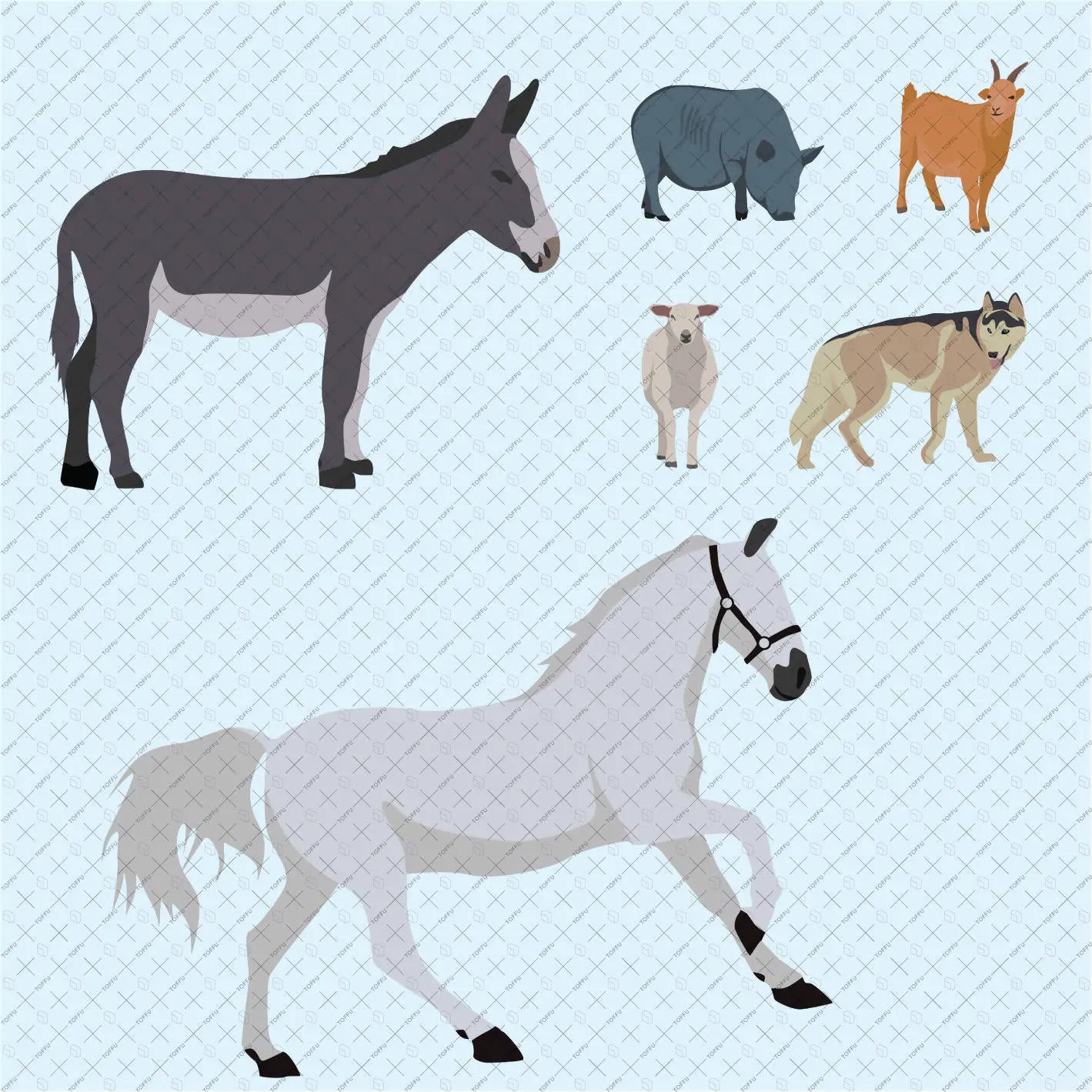 Flat Vector 100 Domestic Animals & Birds PNG - Toffu Co