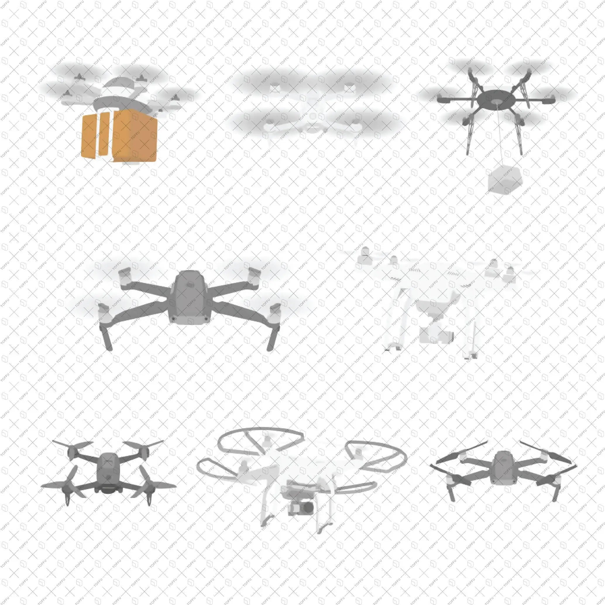 Flat Vector Drones Digital Artwork drawings | Toffu Co