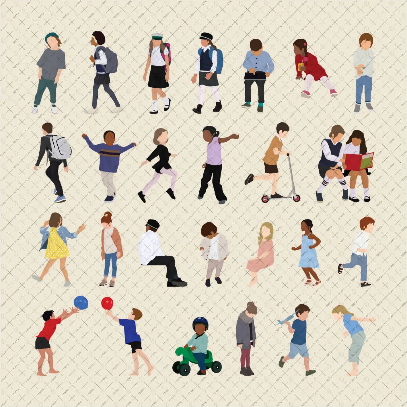 Flat Vector Kids Pack 2 Digital Artwork drawings | Toffu Co