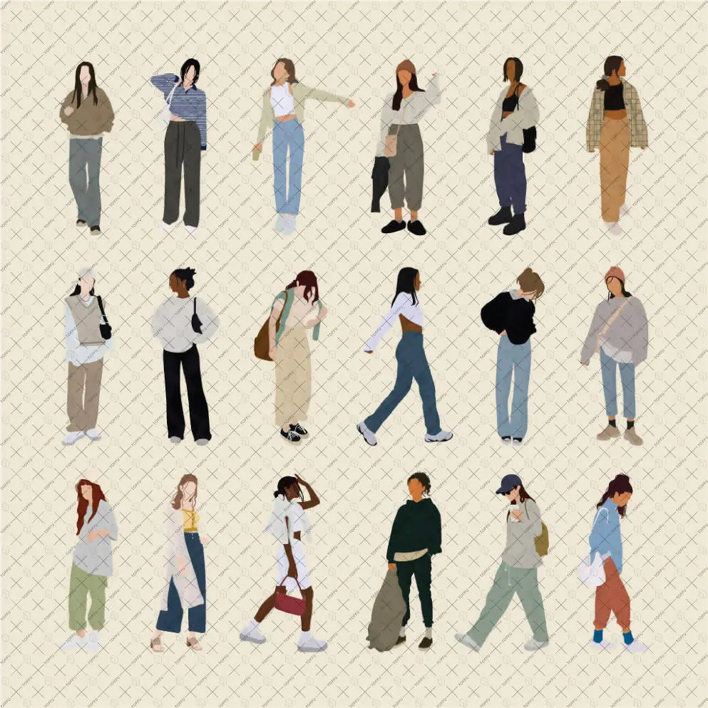 Flat Vector Urban Women Digital Artwork drawings | Toffu Co