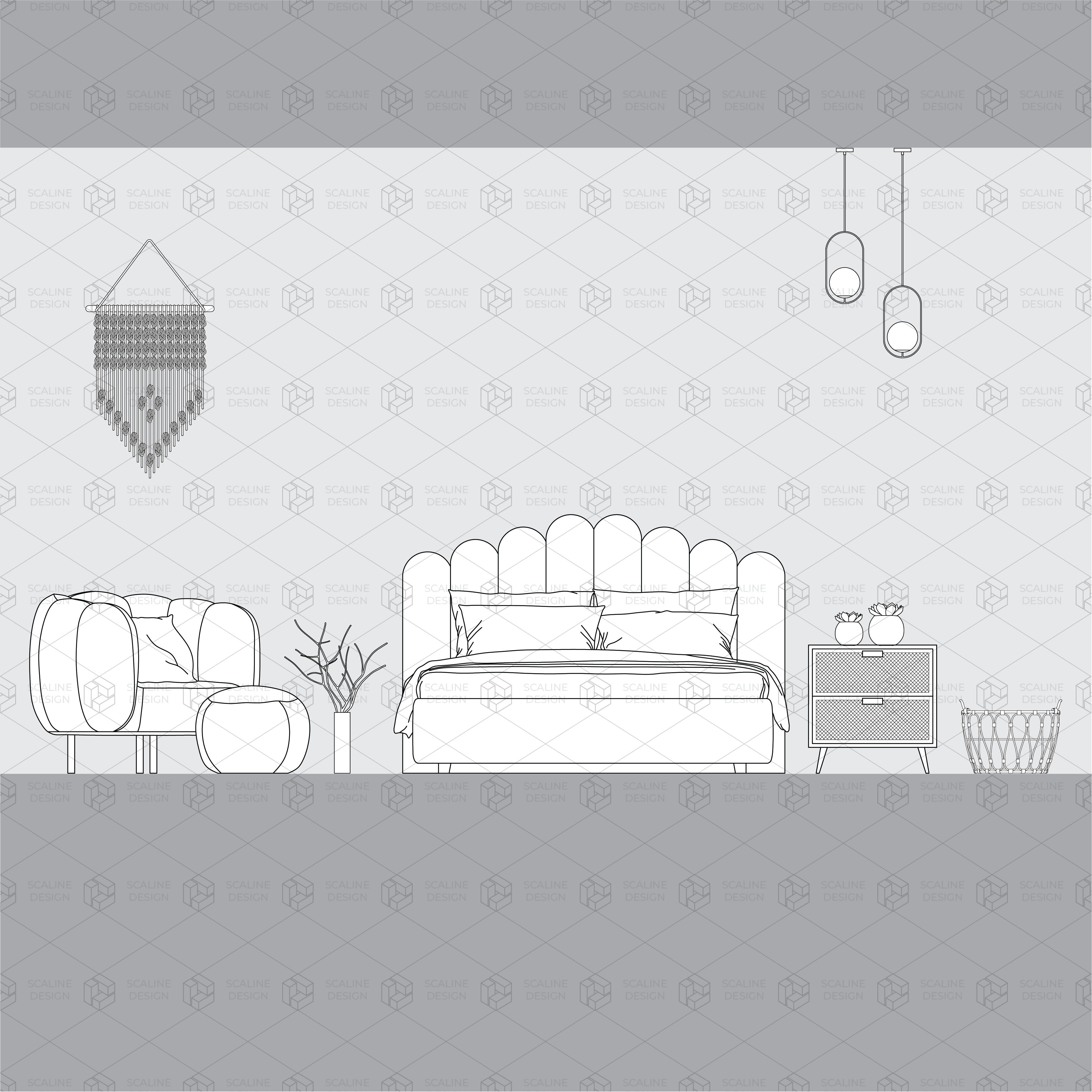 CAD and Vector Boho Chic style home decor elevation PNG - Toffu Co