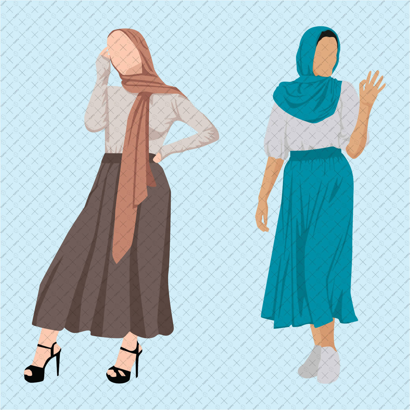 Flat Vector Modern Islamic Women PNG - Toffu Co