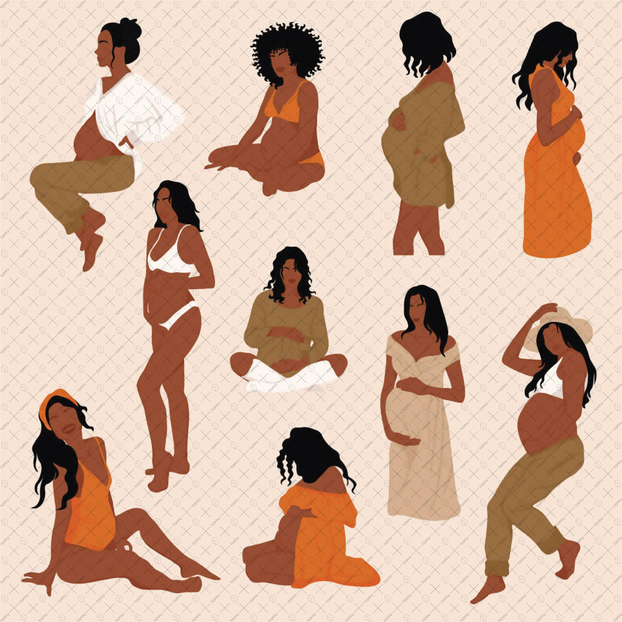 Flat Vector Pregnant Women PNG - Toffu Co