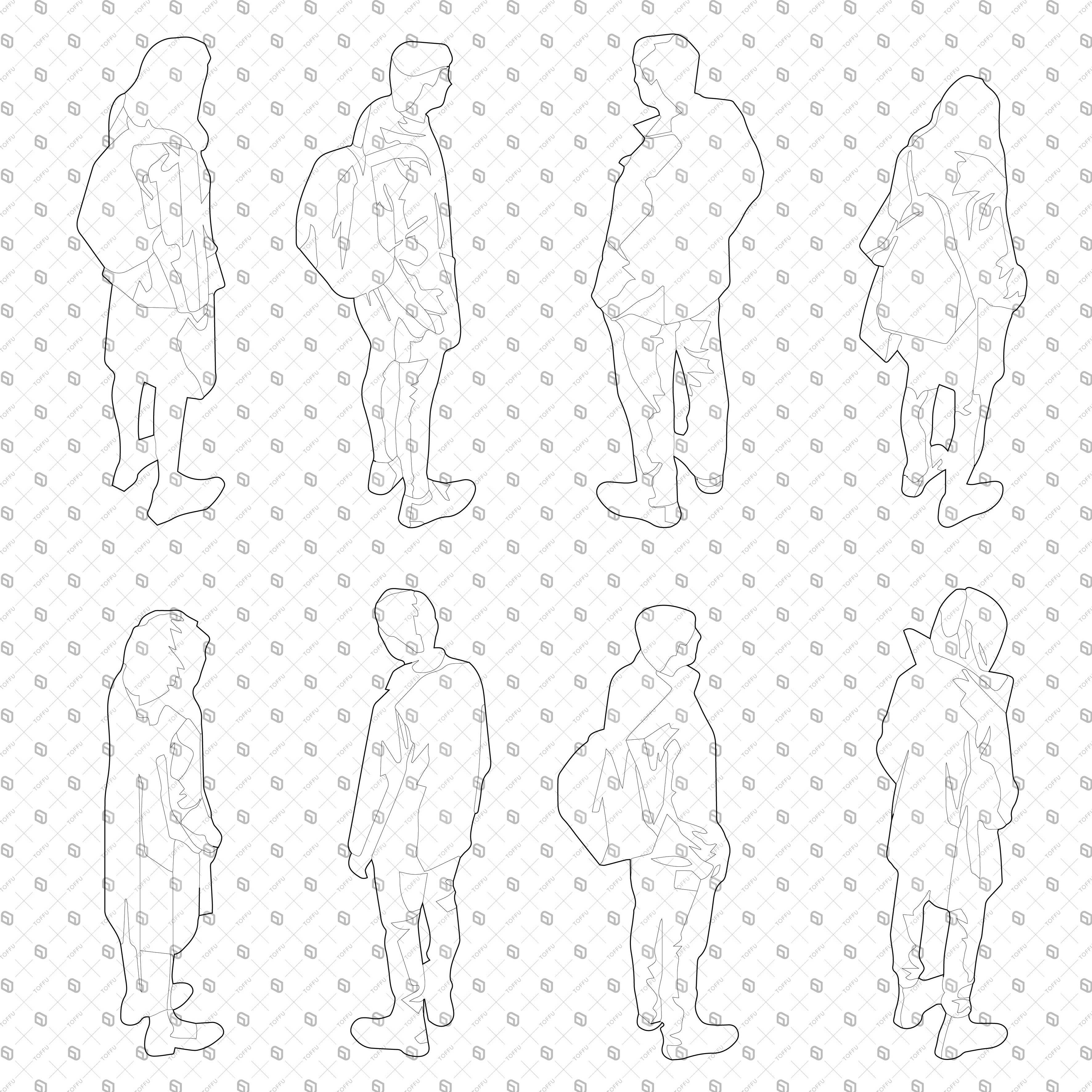 Axonometric Outlined People PNG - Toffu Co
