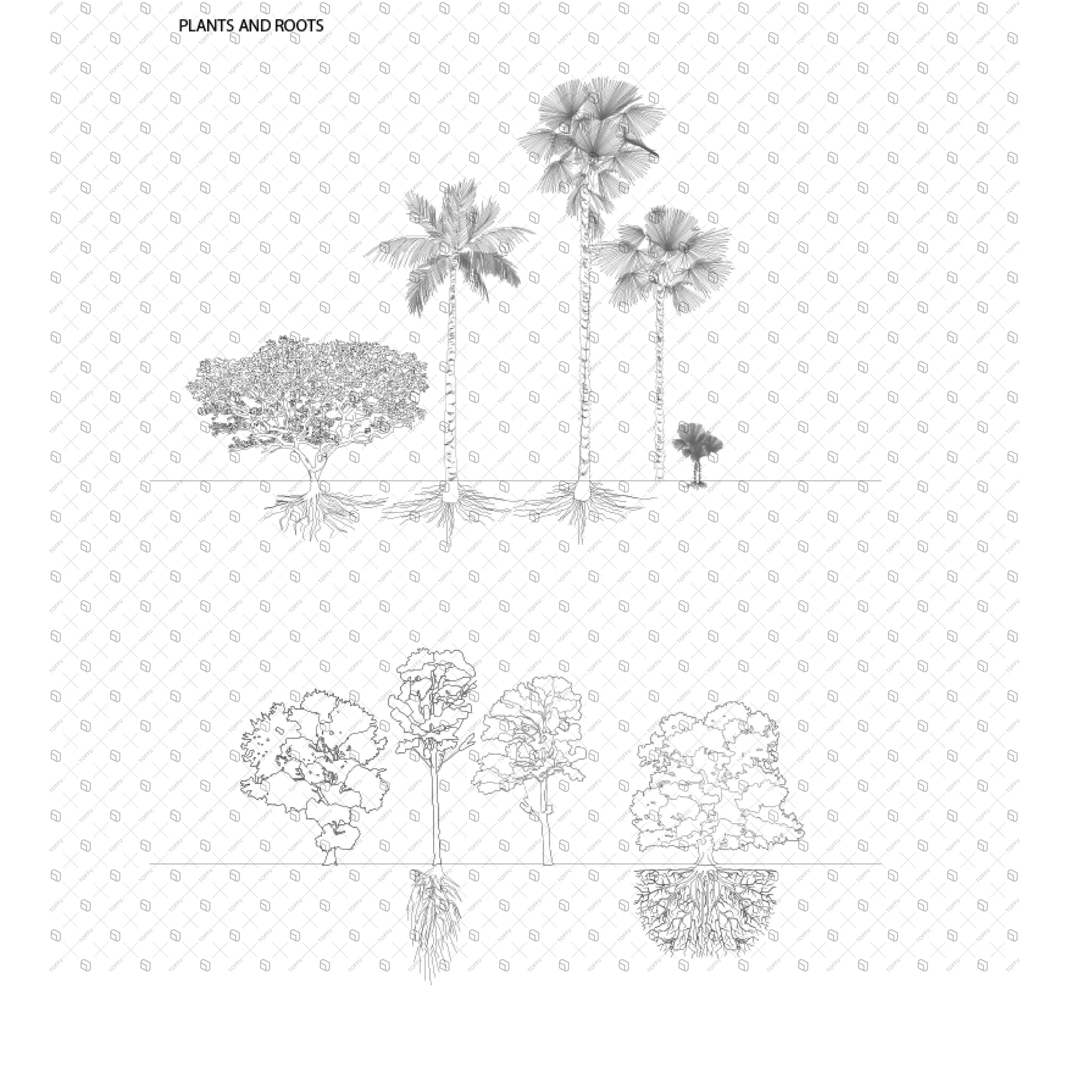 Vegetation with roots Digital Artwork drawings | Toffu Co