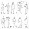 Flat Vector B&W Standing People PNG - Toffu Co