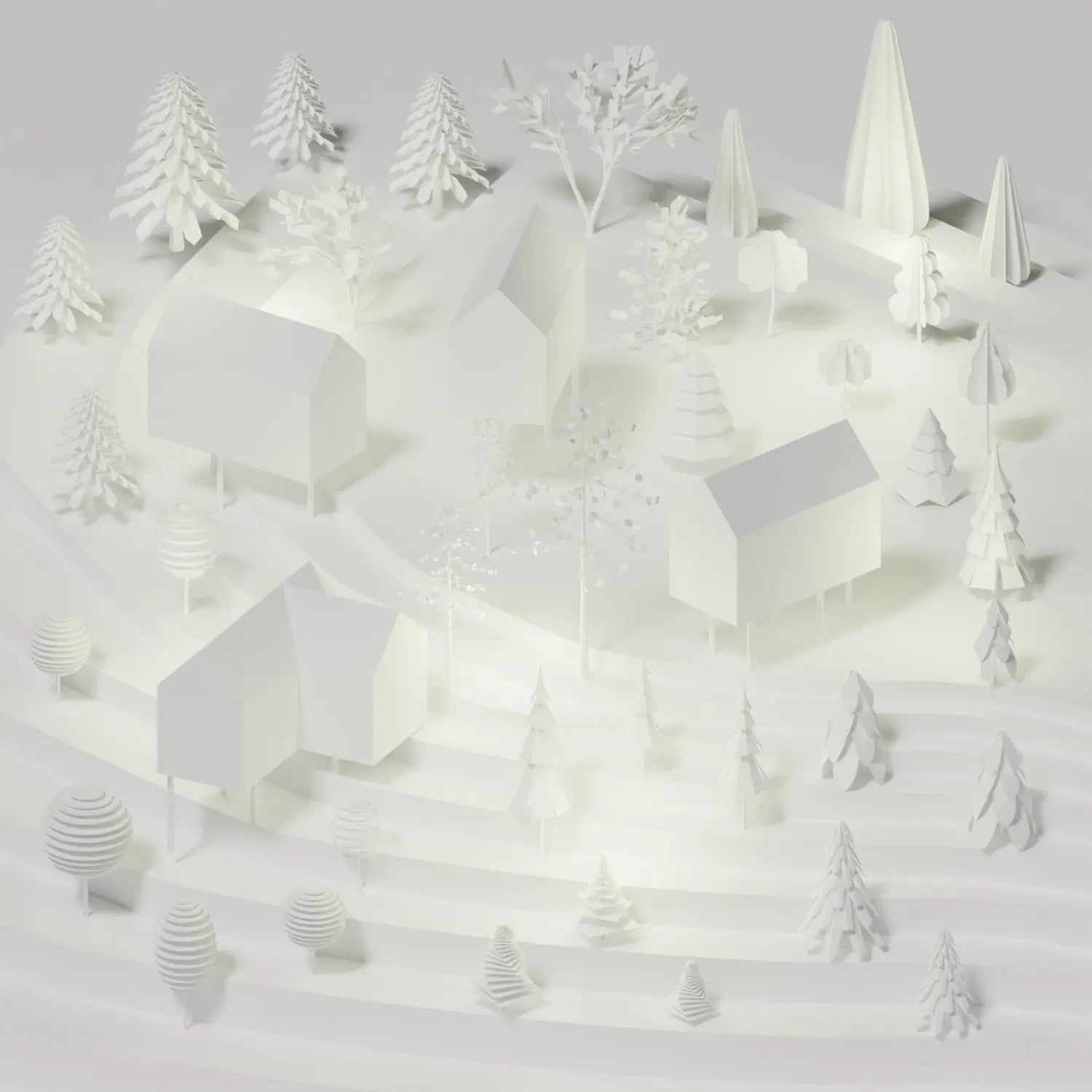 3D Model Paper Trees PNG - Toffu Co