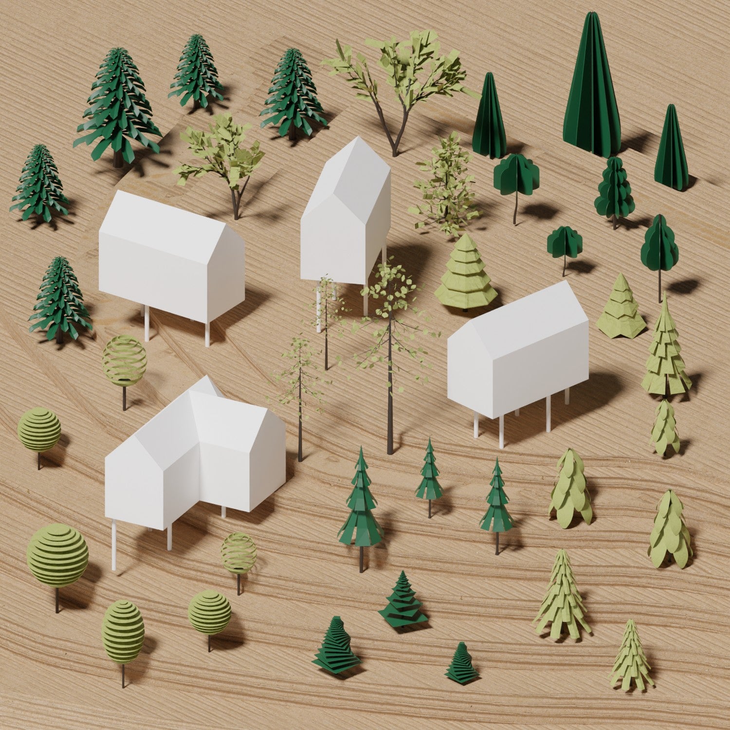 3D Model Paper Trees PNG - Toffu Co