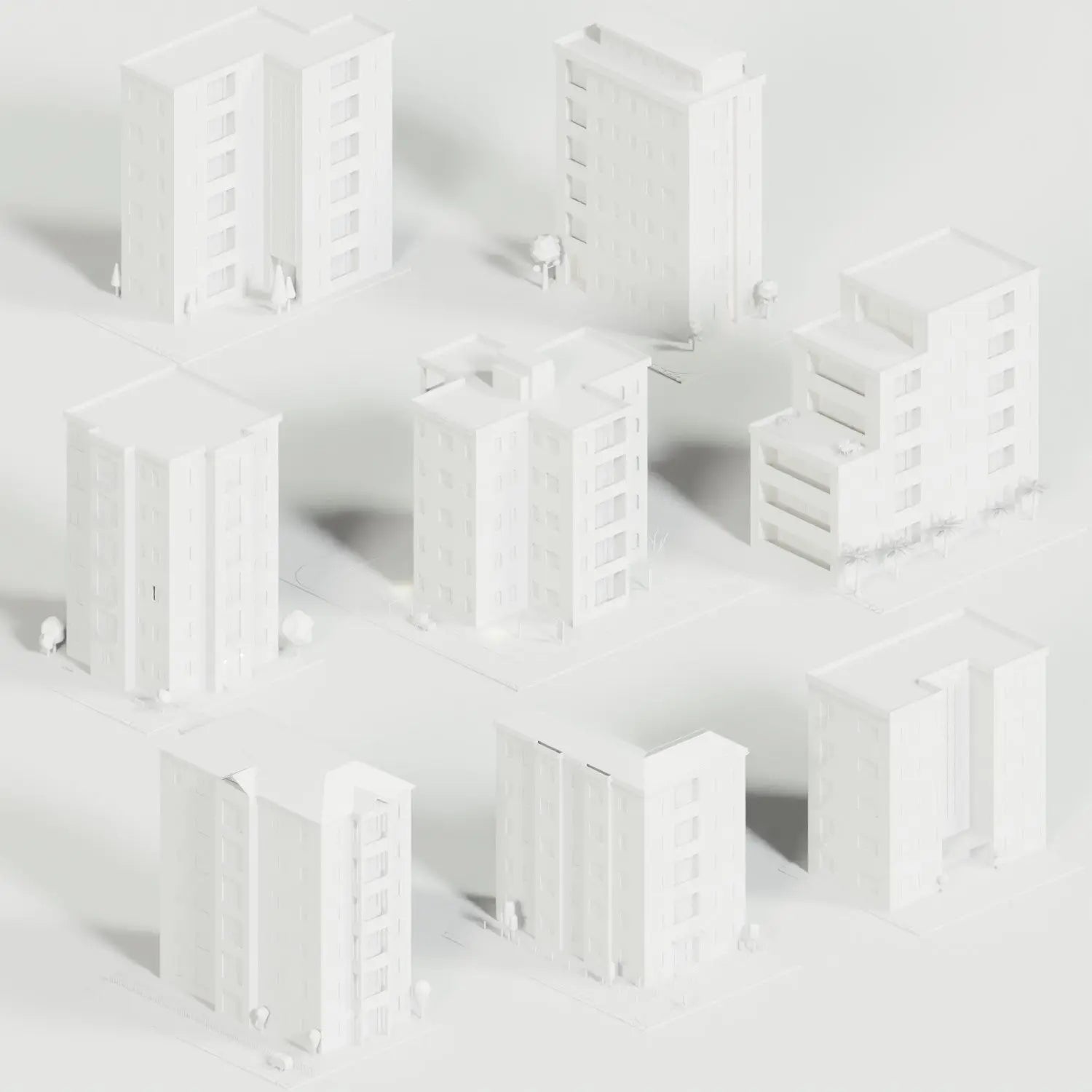 3D Model Low-Poly Buildings 3 Digital Artwork drawings | Toffu Co