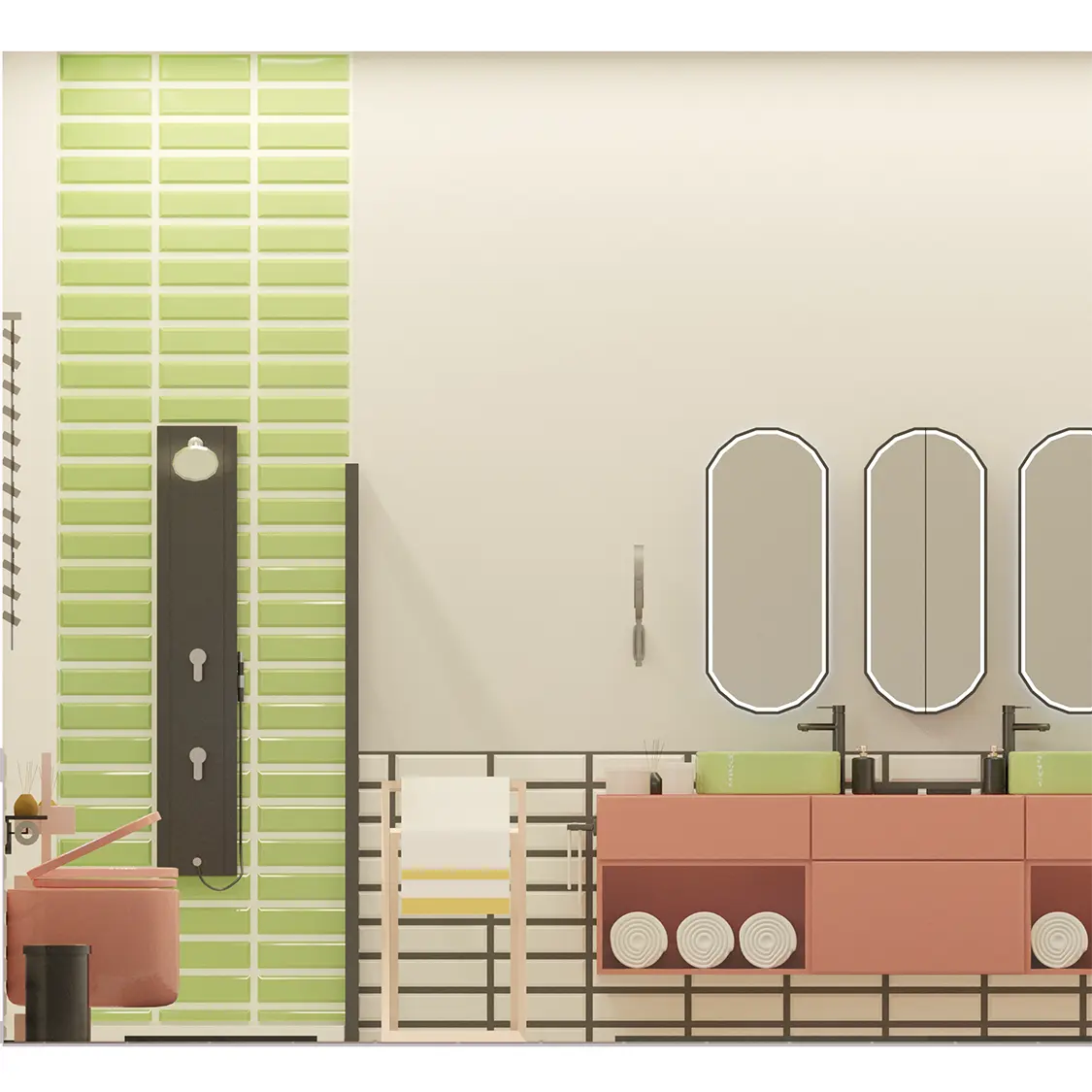 3D Model Low-Poly Bathroom Digital Artwork drawings | Toffu Co