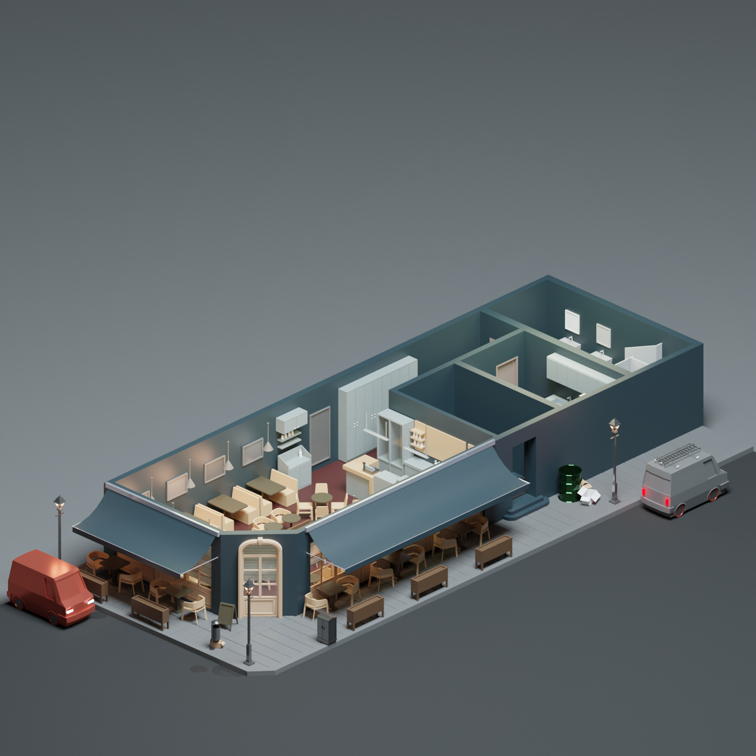3D Model Low-Poly Cafe 3DSMAX | Toffu Co